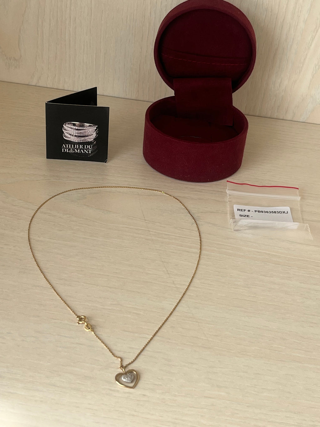 Atelier du Diamant Herz-Kette – 18K vergoldet, 925 Silber, Diamant, Wie Neu