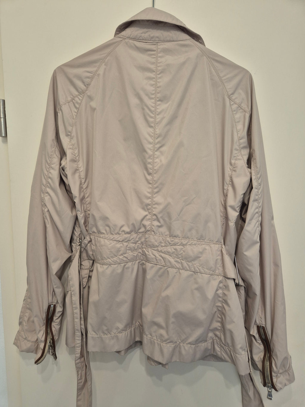 Moncler Women’s Field Jacket Size 2 (EU 38) Beige with Leather Trims Used