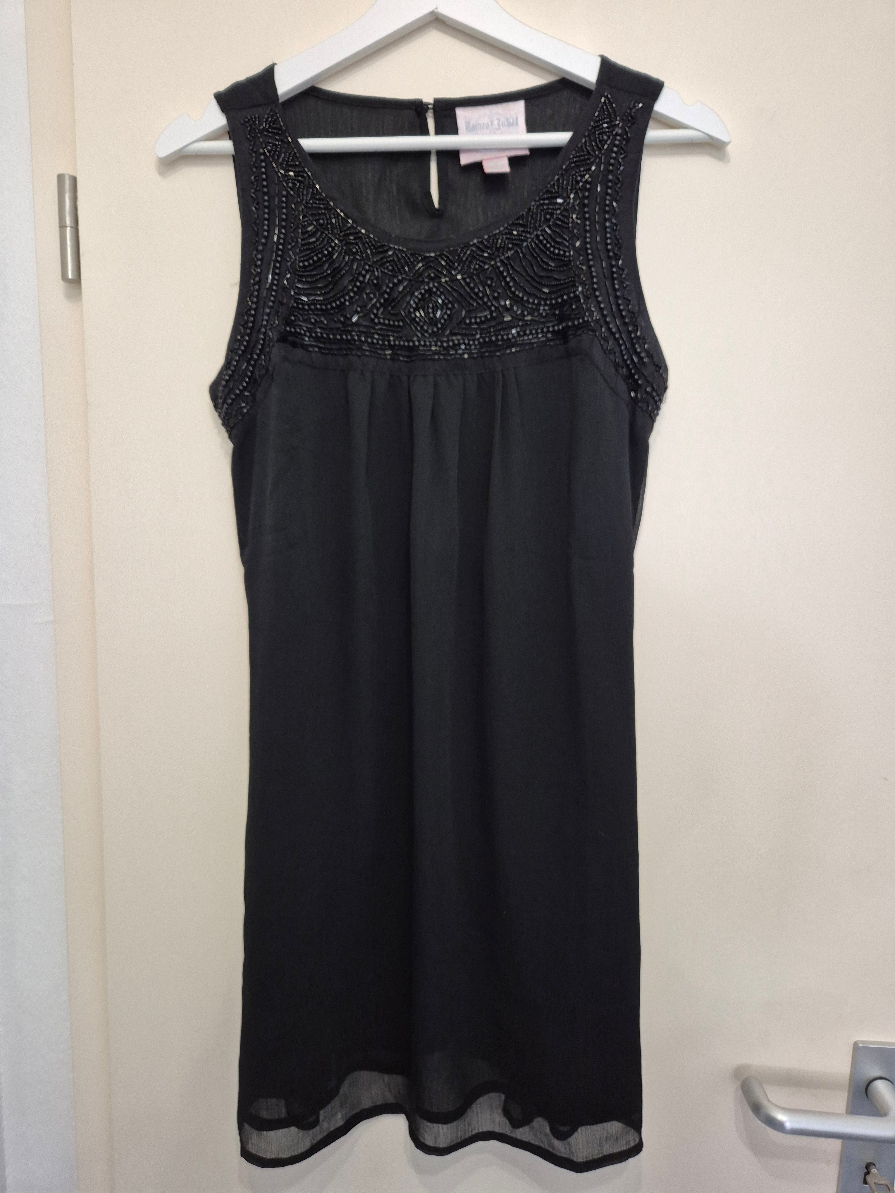 Romeo & Juliet Couture Perlenkleid Chiffon, Gr. M, Schwarz, Sehr gut, 85 cm