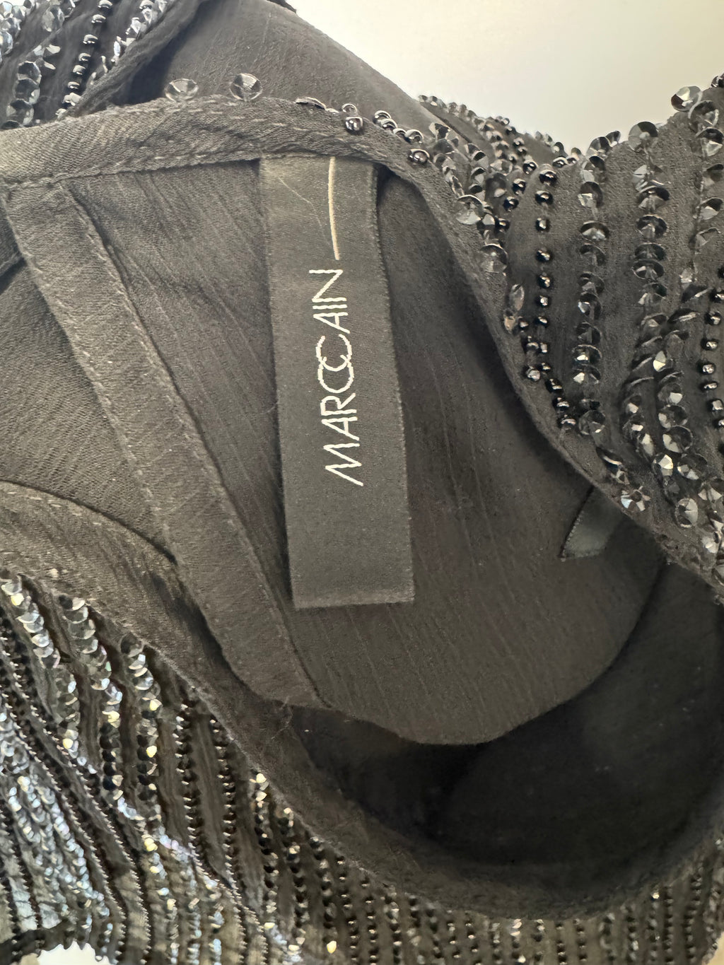 Marc Cain beaded shift dress, EU 44 / UK 16, black, very good condition