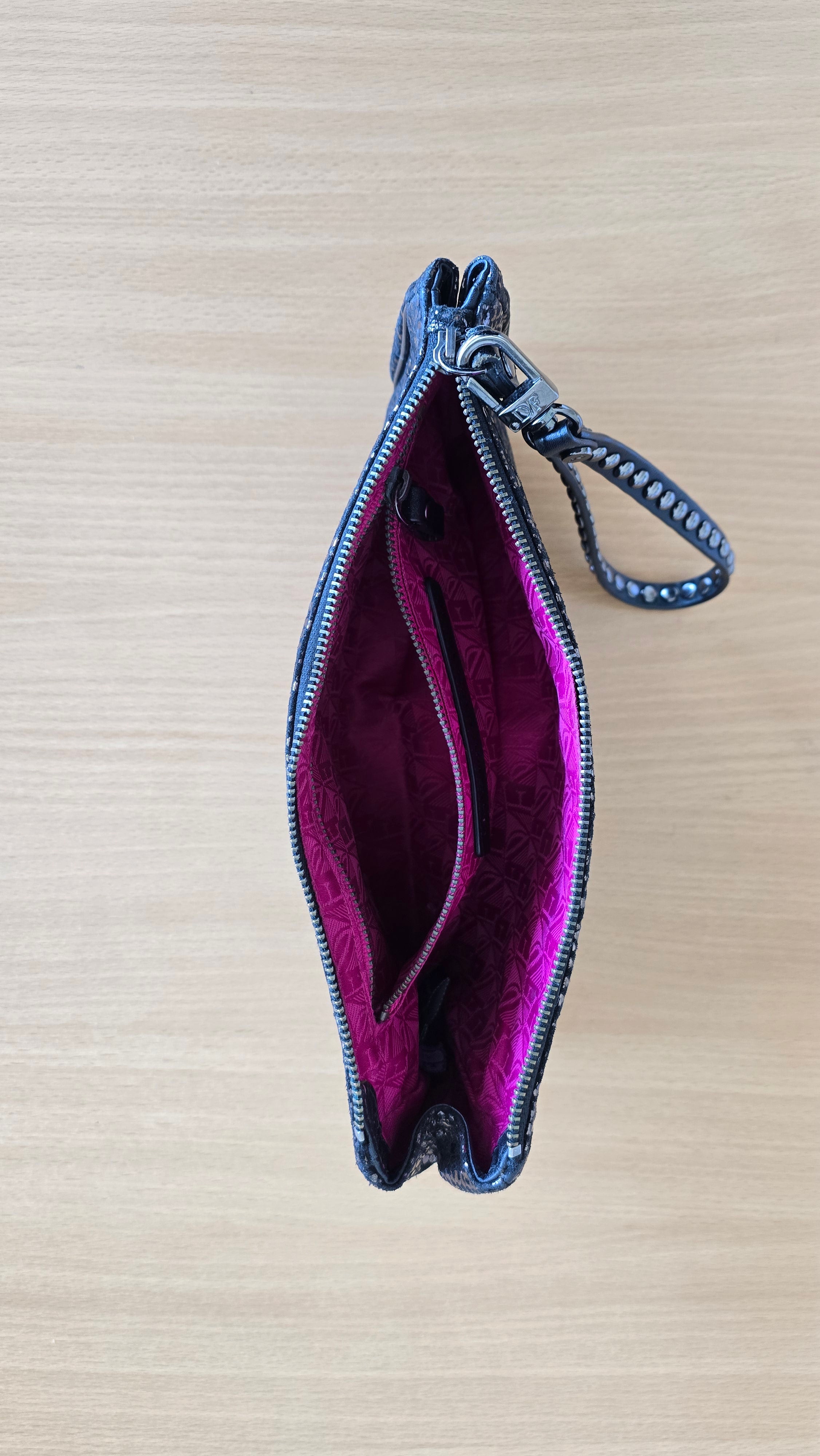 Diane von Furstenberg Snake-Print Clutch – Schwarz/Bronze, Sehr Gut, Medium