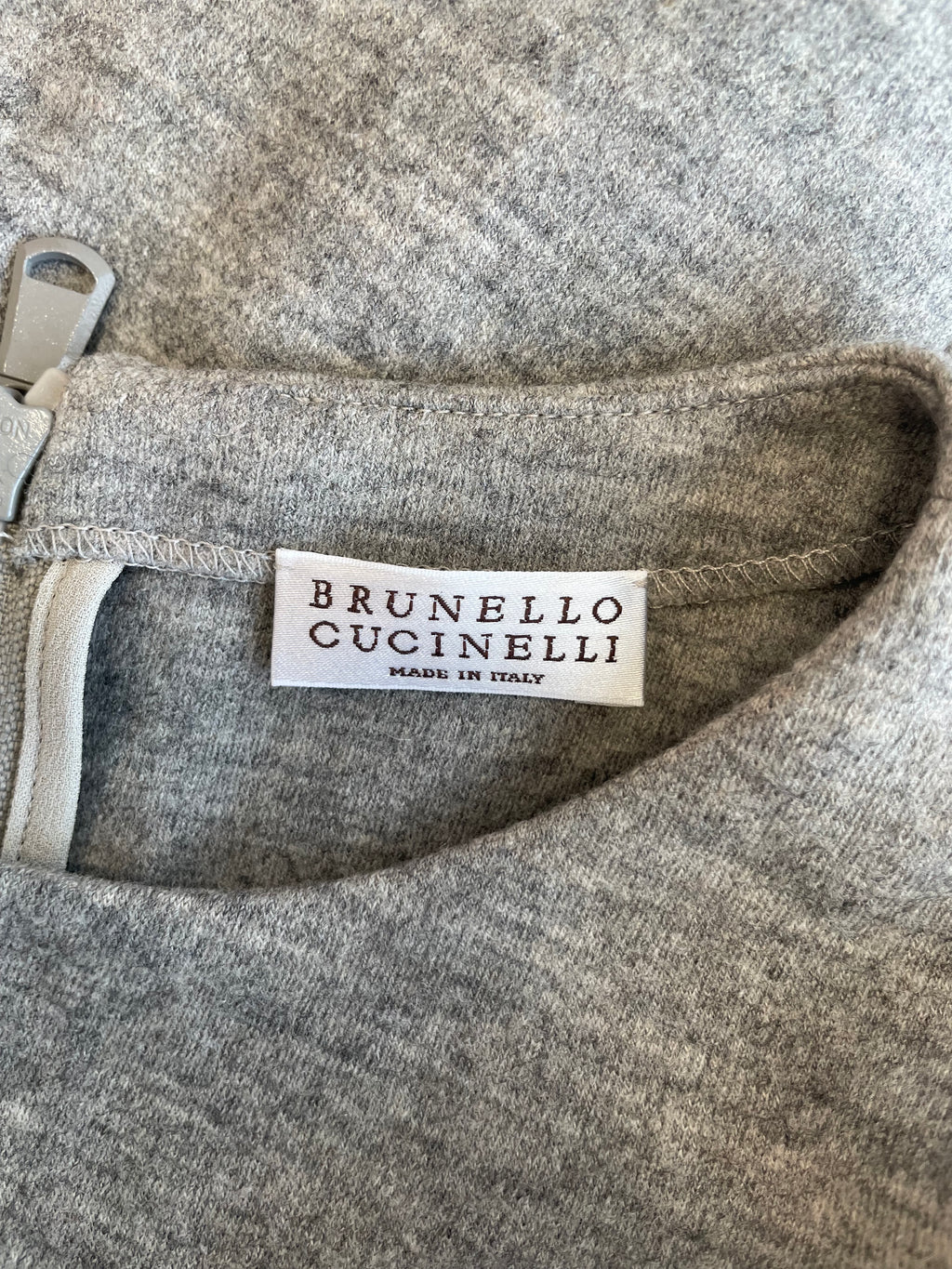 Brunello Cucinelli Kleid – Schurwolle, Grau, Größe L, Sehr Gut