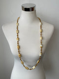 Vintage Abalone Kette 103cm Iridescent Weiß Gold guter Zustand