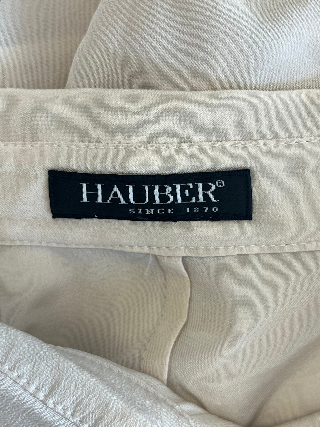 Hauber Loose-Fit Collared Blouse Beige EU 40 Linen-Blend Good Condition