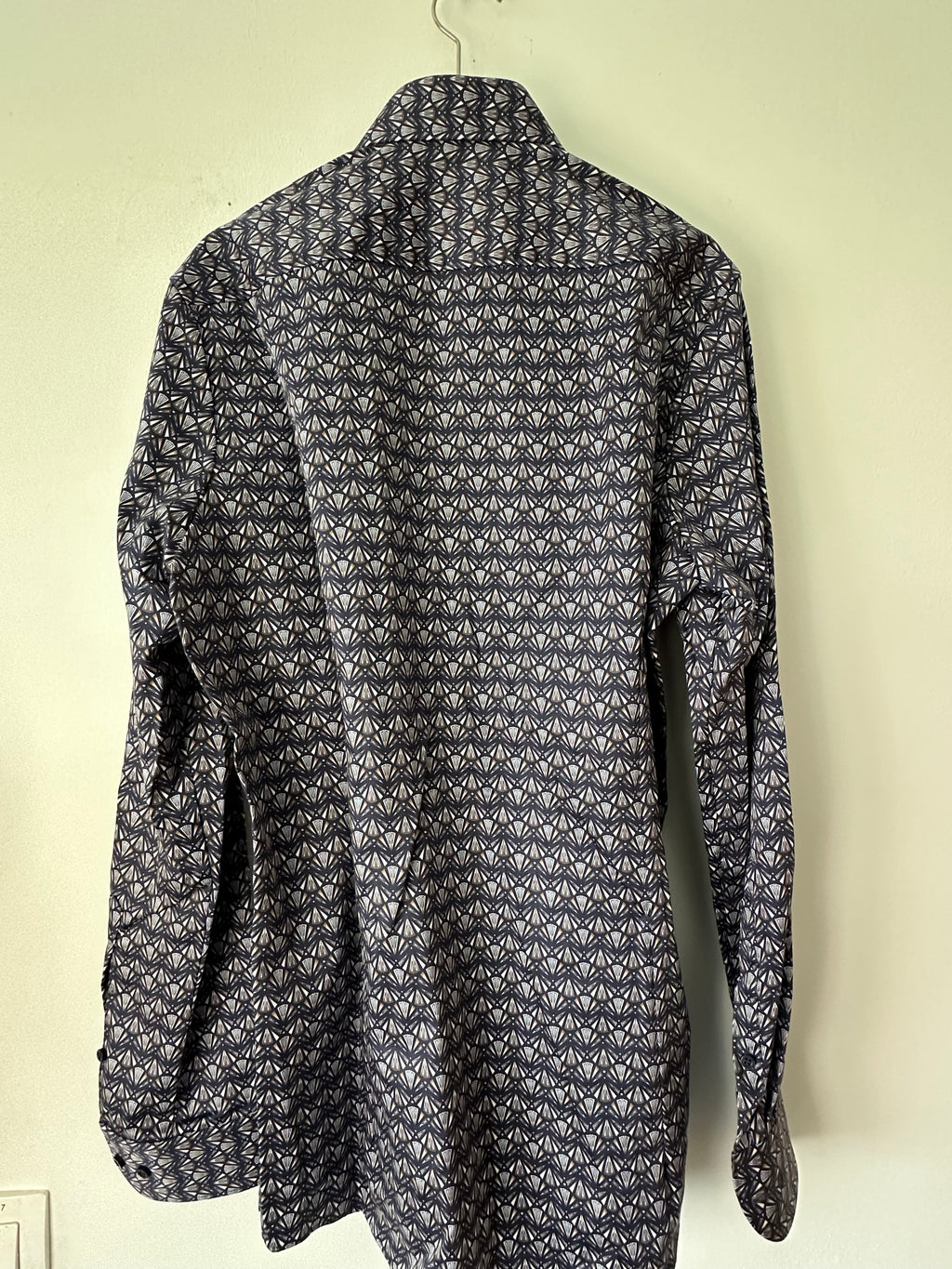 OLYMP Level Five Body Fit Hemd – Gr. 39, Navy/Beige/Weiß, Geometrisches Muster