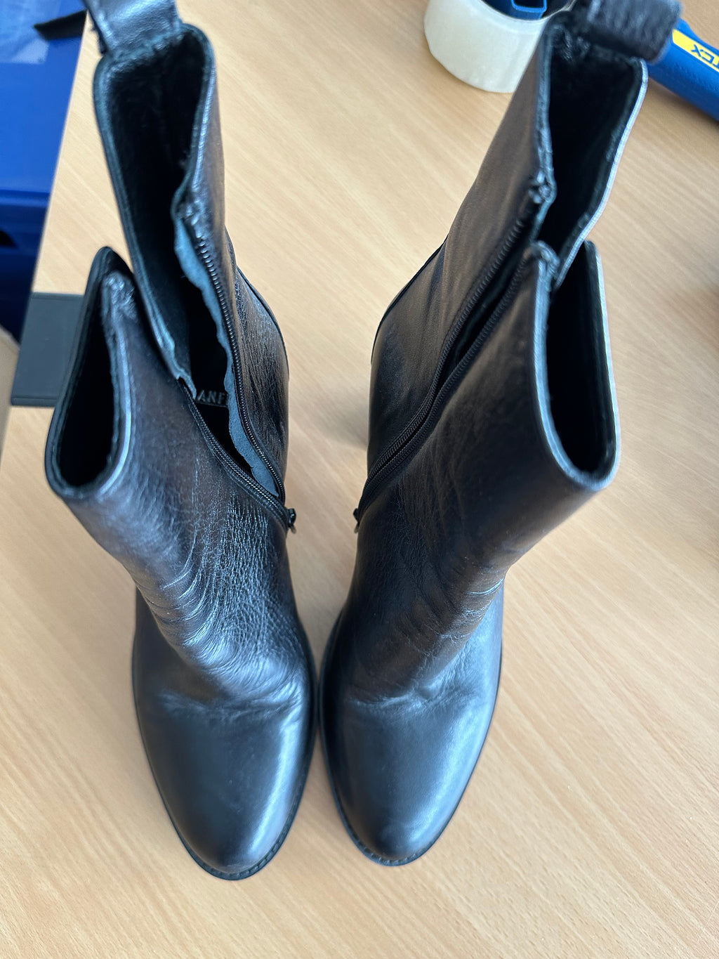 Manfield Leder Stiefeletten – Schwarz, Blockabsatz, Gr. 40, Sehr guter Zustand