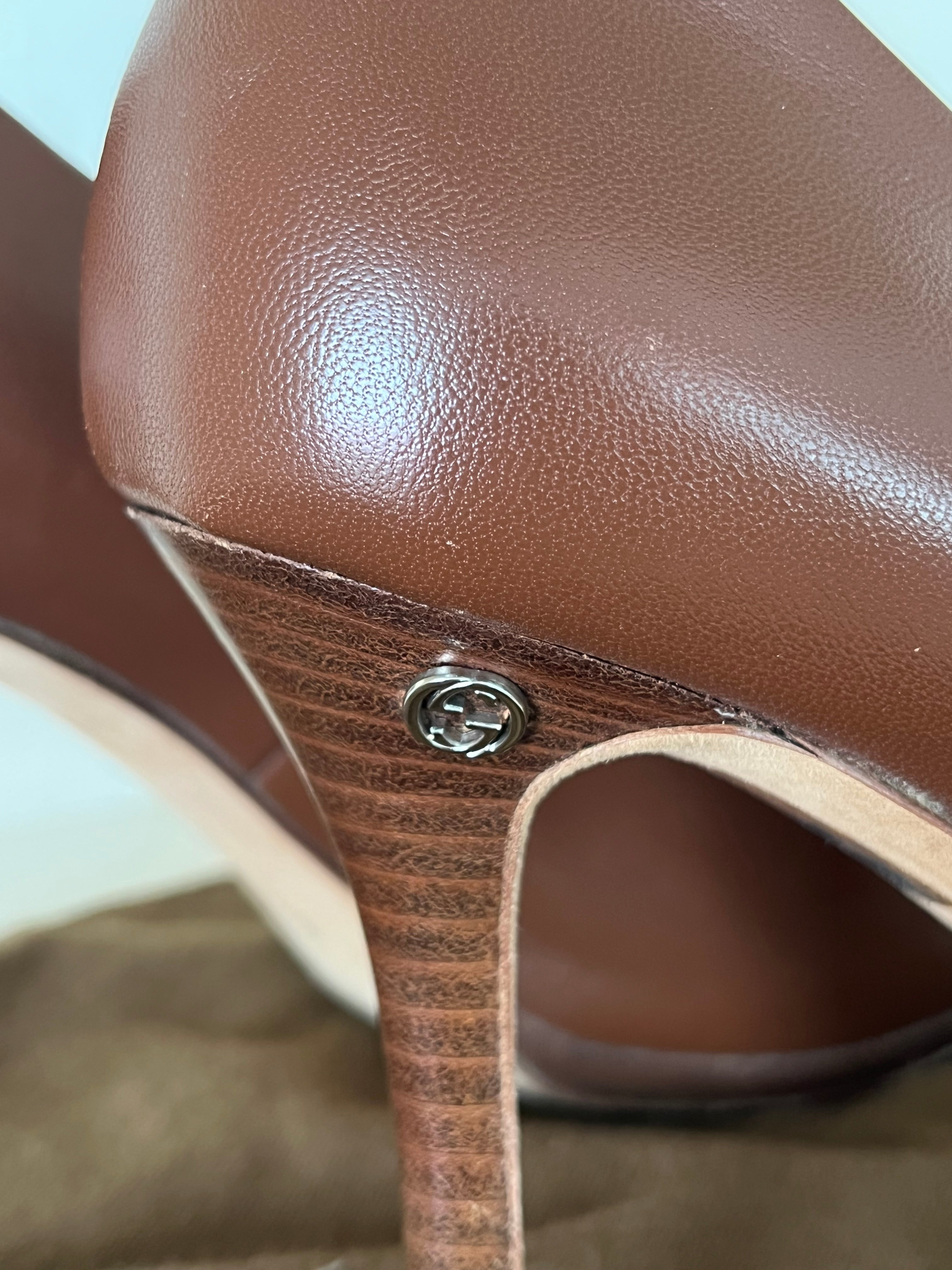 Gucci Leder Pumps Braun | EU 37.5 | 10cm Absatz | mit Dust Bag | Guter Zustand