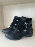 Martina Buraro Ankle Moto Bootie – Leder, Schwarz, Gr. 39, Guter Zustand