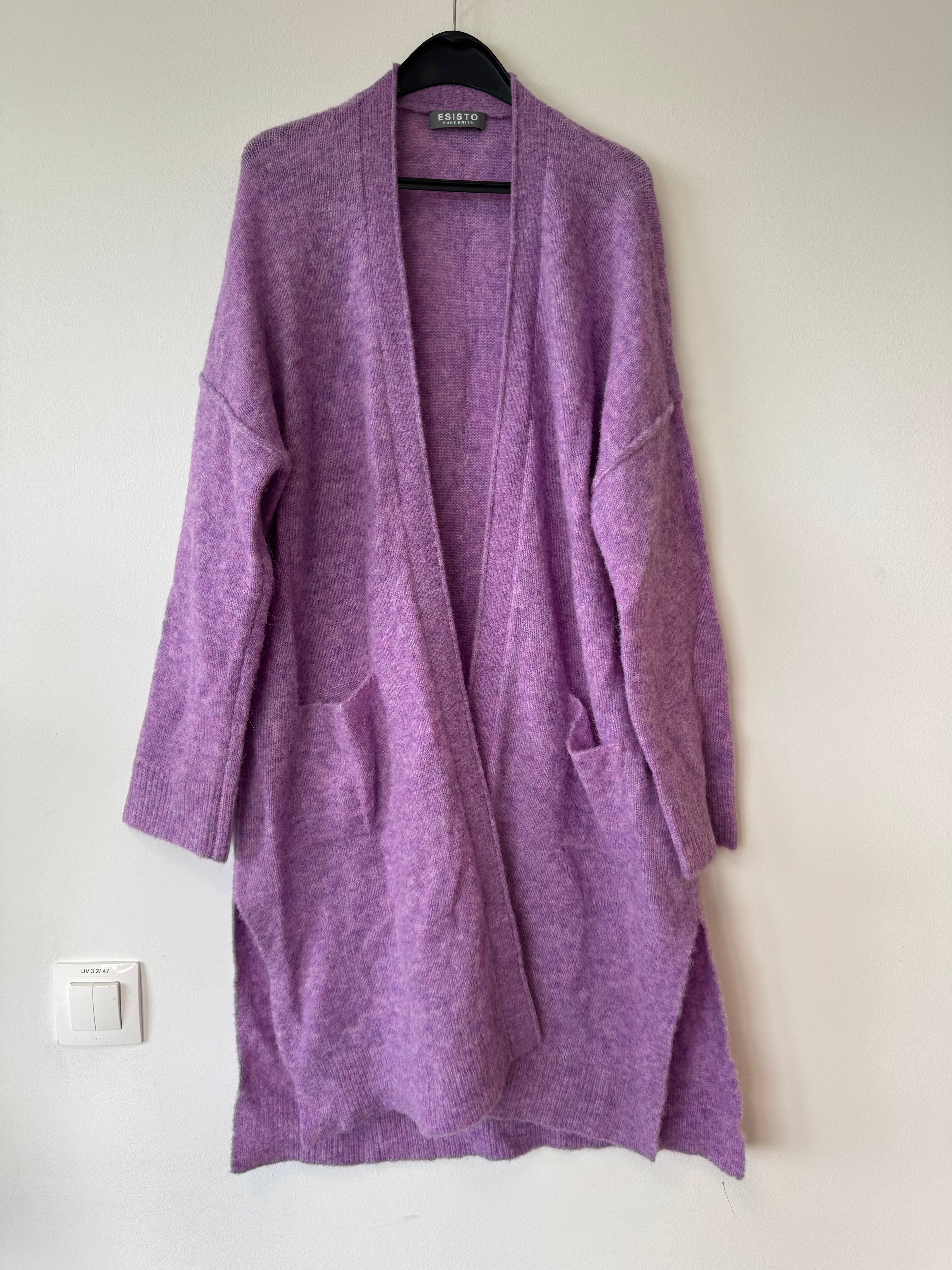Esisto Pure Knits Alpaca/Merino Long Cardigan Purple Size M Good Condition