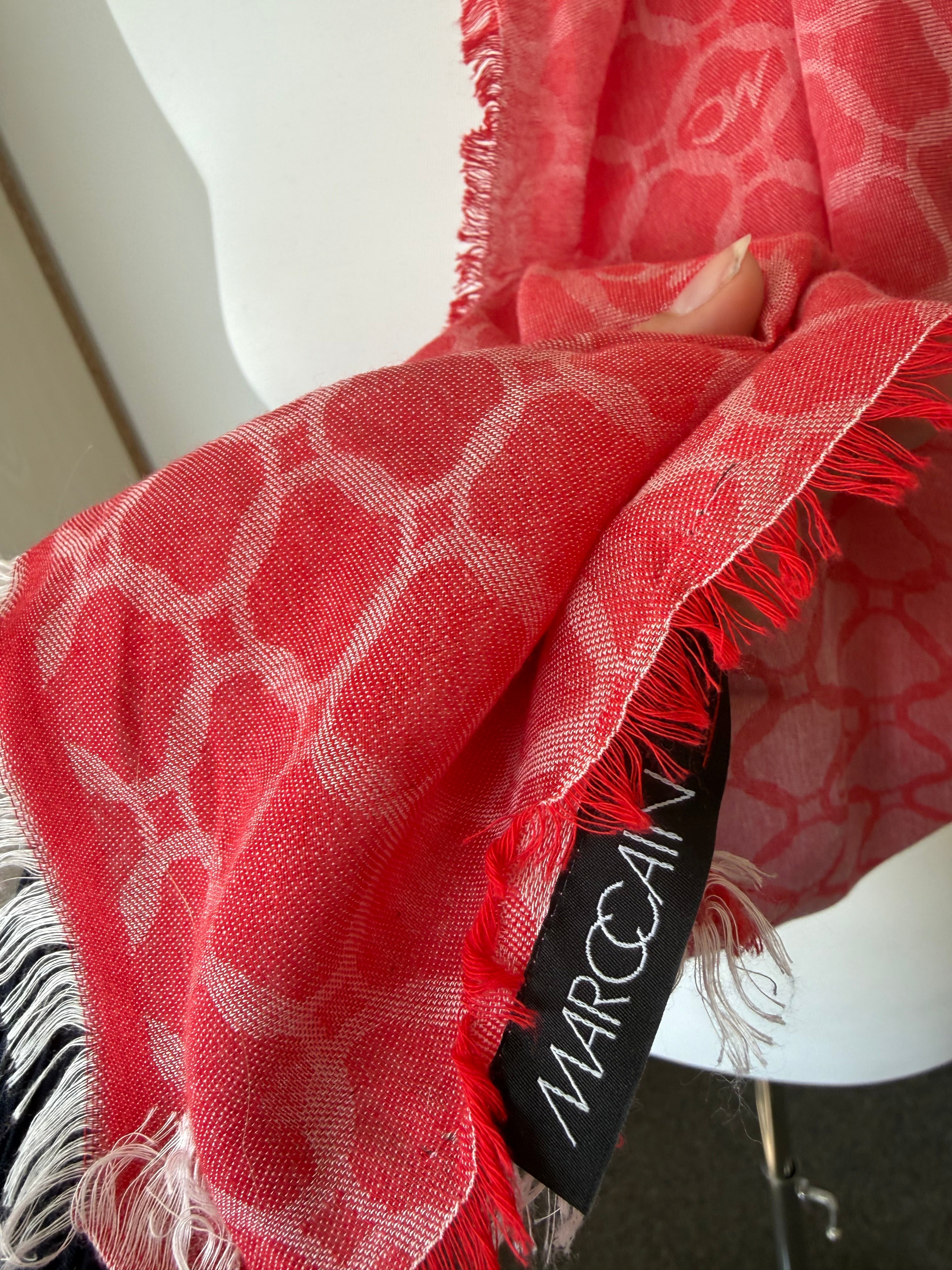 Marc Cain large scarf/wrap, red-white, very good condition