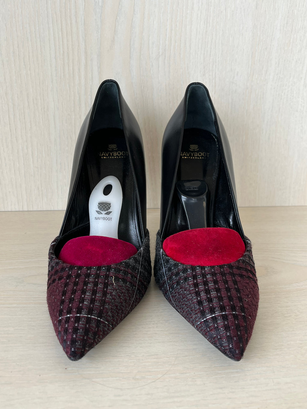 Navyboot Tweed & Leder Pumps 38 Schwarz/Rot | Sehr guter Zustand