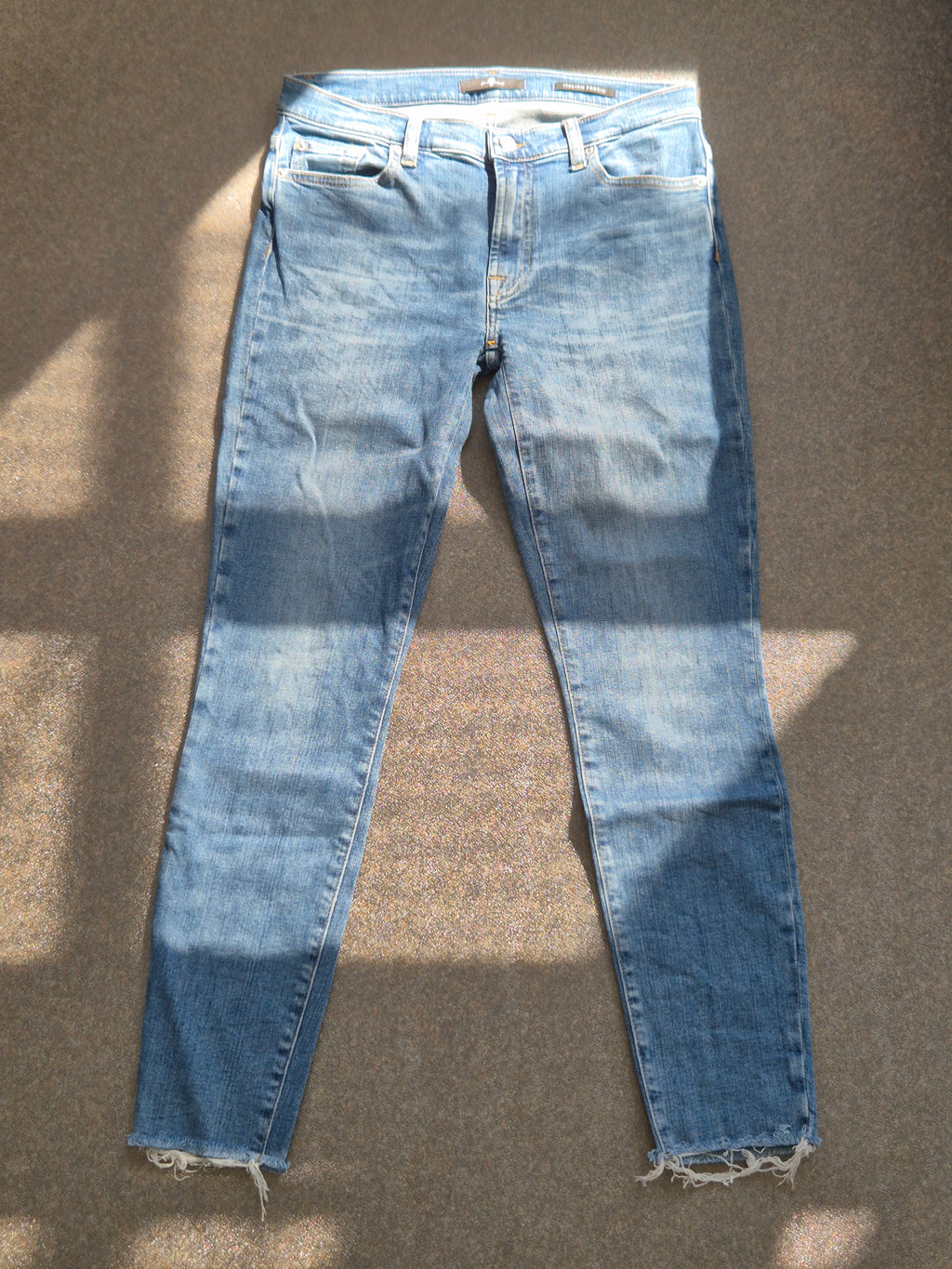 7 For All Mankind Skinny High-Waist Jeans, Gr. 29, Raw Hem, Denimblau, Gut