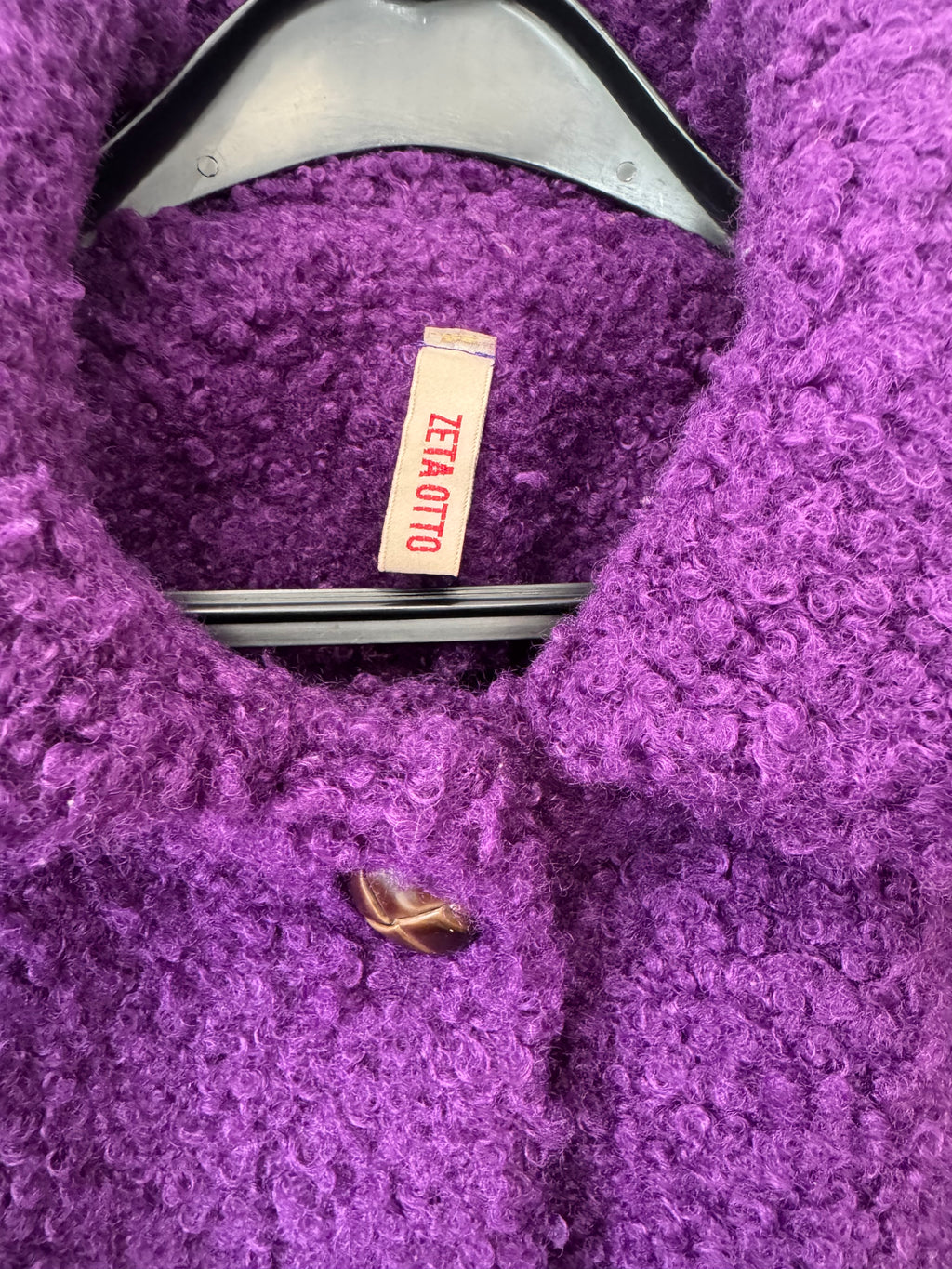 ZETA OTTO STUDIO Jacket 80195 – Teddy/Bouclé, Grape Purple, Size 44, Good