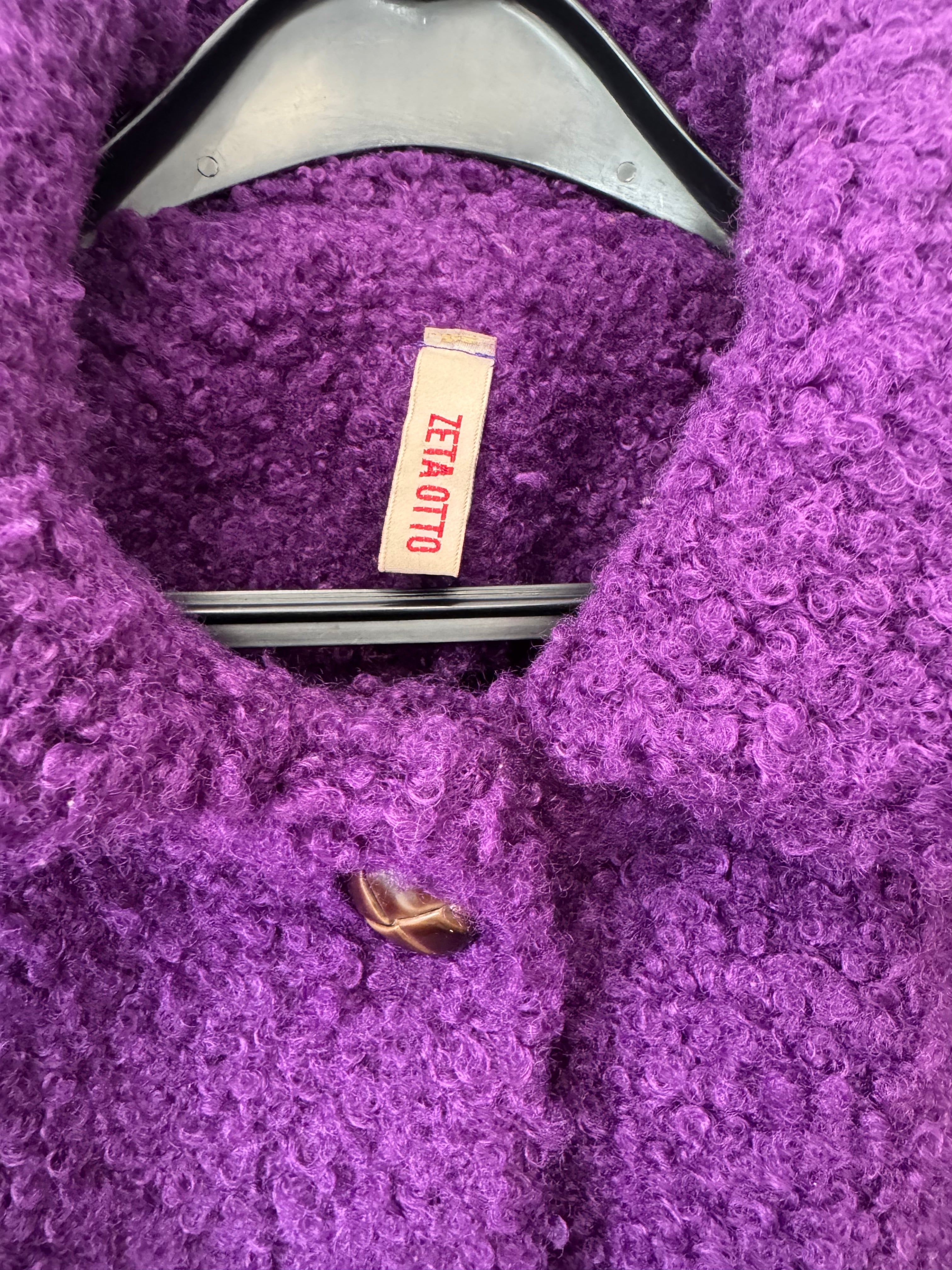 ZETA OTTO STUDIO Jacket 80195 – Teddy/Bouclé, Grape Purple, Size 44, Good