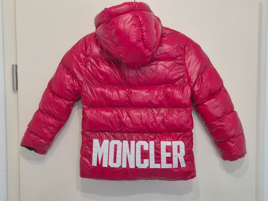 Moncler Grenoble Daunenjacke Kinder 2/3J Rot – großes Rückenlogo, guter Zustand