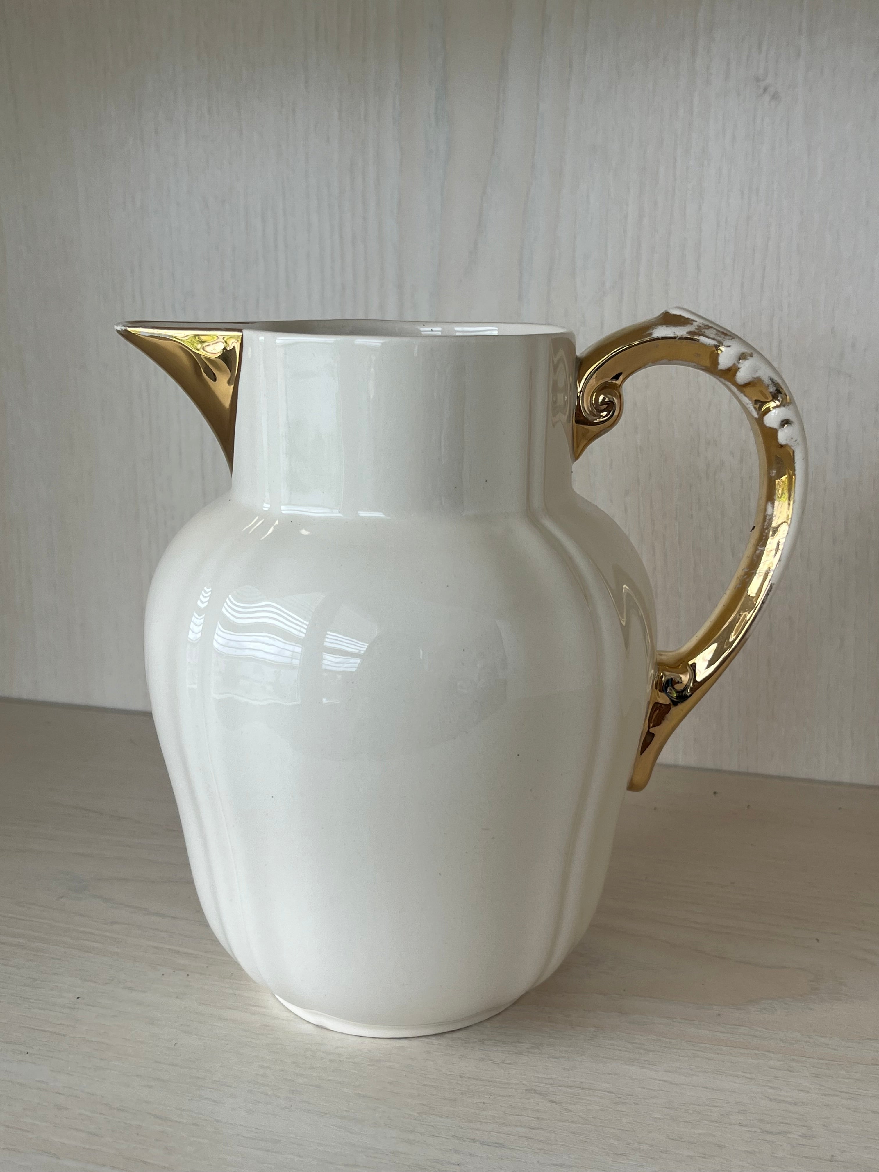 Villeroy & Boch Creamer Economic Deco Weiß Goldrand 18cm Frankreich Normalzustand
