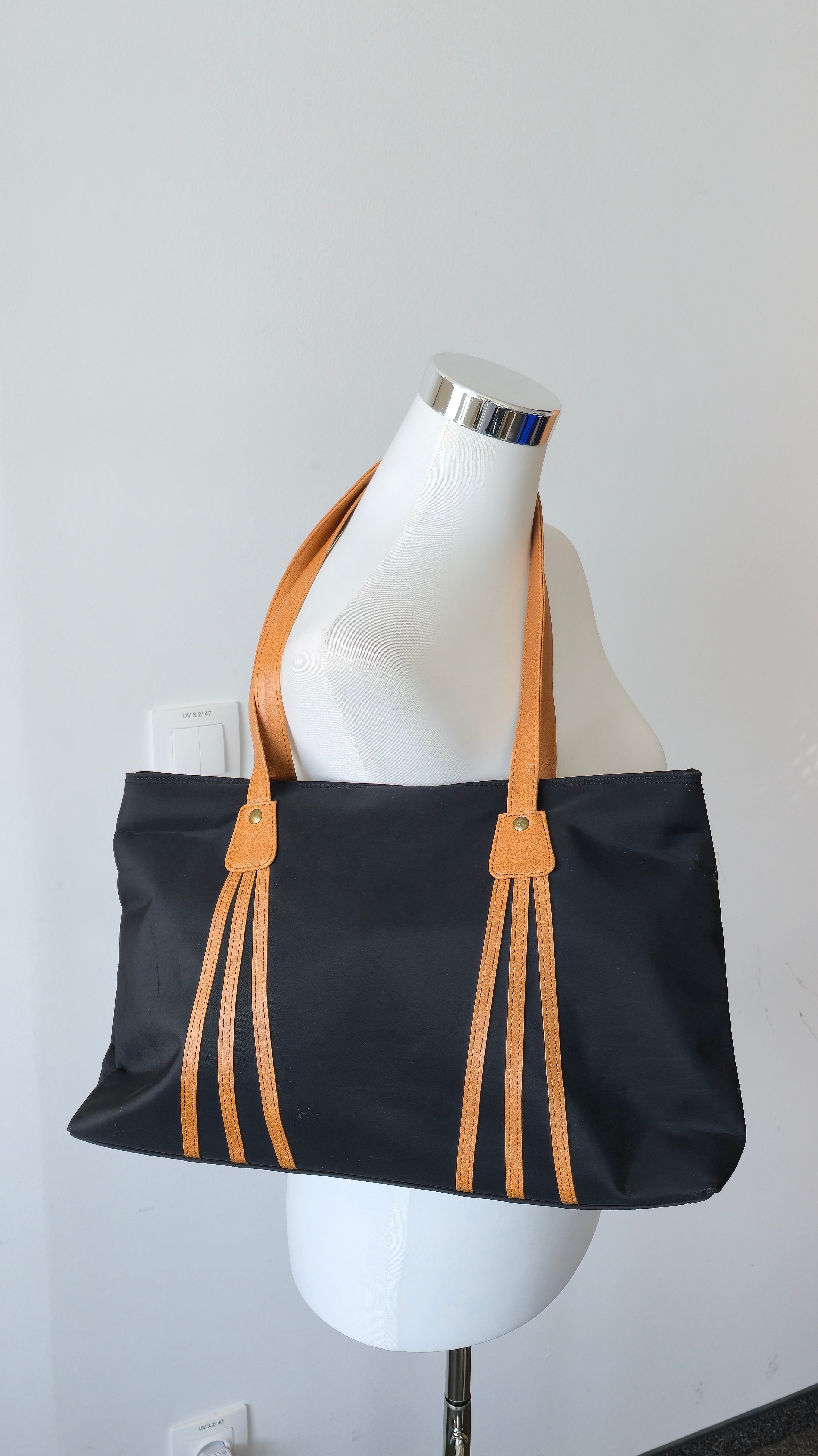 Marc Chantal Black Medium Nylon Tote Bag – Very Good Condition, Roomy & Light
