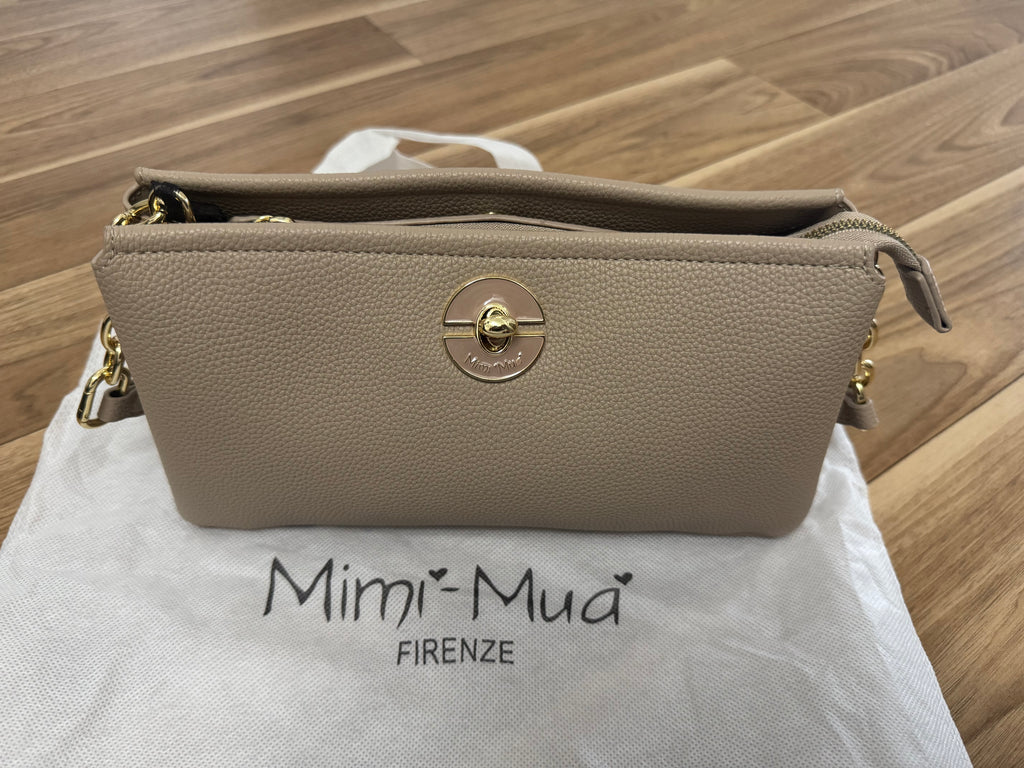 Mimi-Muà Schulter-/Umhängetasche, Leder, Taupe, Medium, wie neu