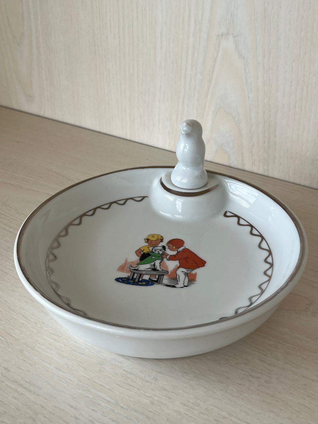 Limoges Baby Wärmeschale Vintage | Porzellan, Kindermotiv | Sehr gut | 17,5cm