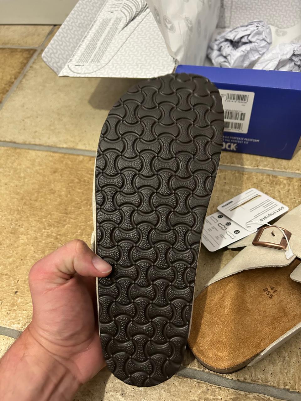 Birkenstock Boston Clogs – Veloursleder, Taupe, Größe 40, Neu