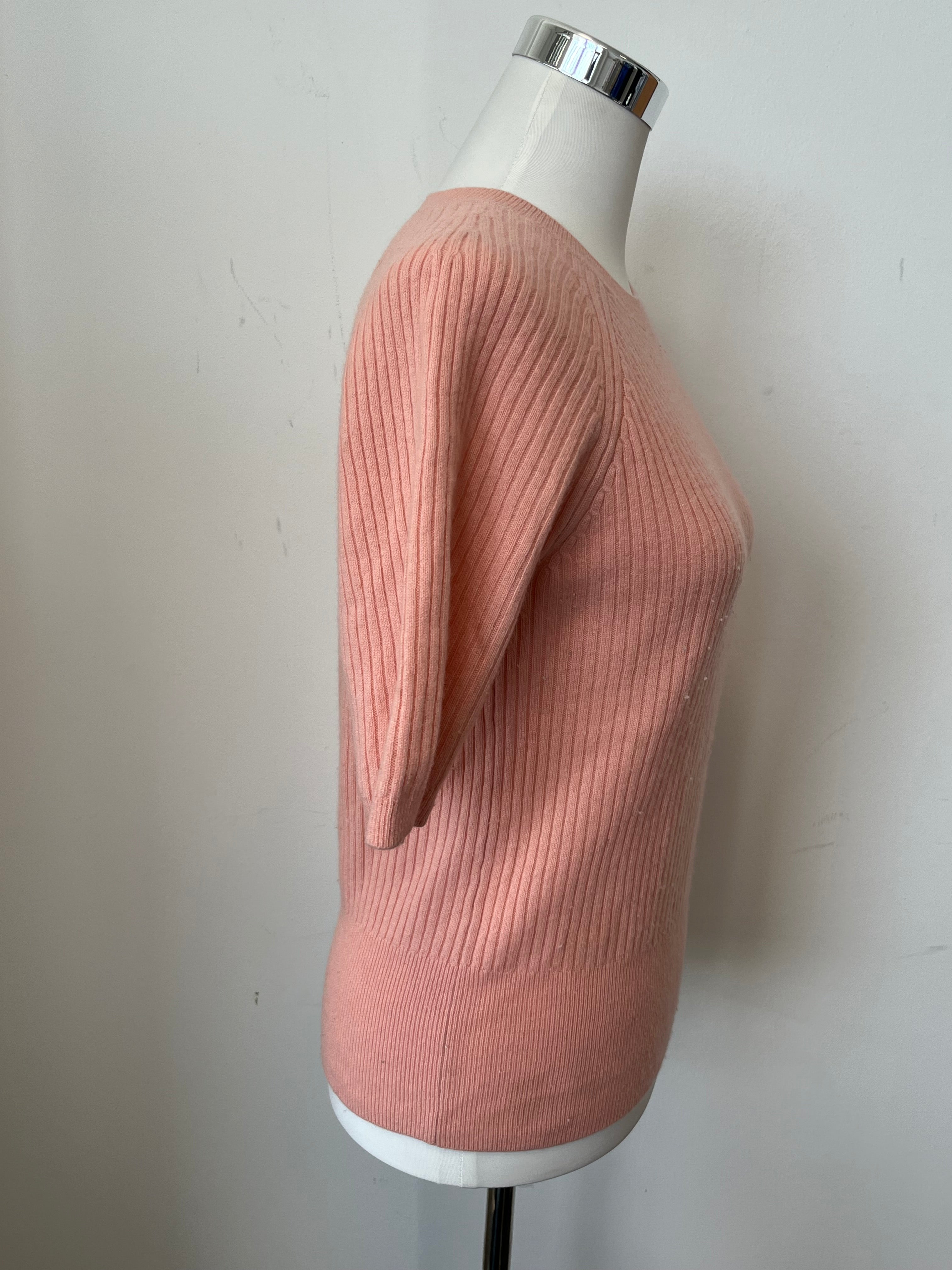 H&M 100% Cashmere Rib-Knit Sweater, Small, Light Pink, Very Good Condition