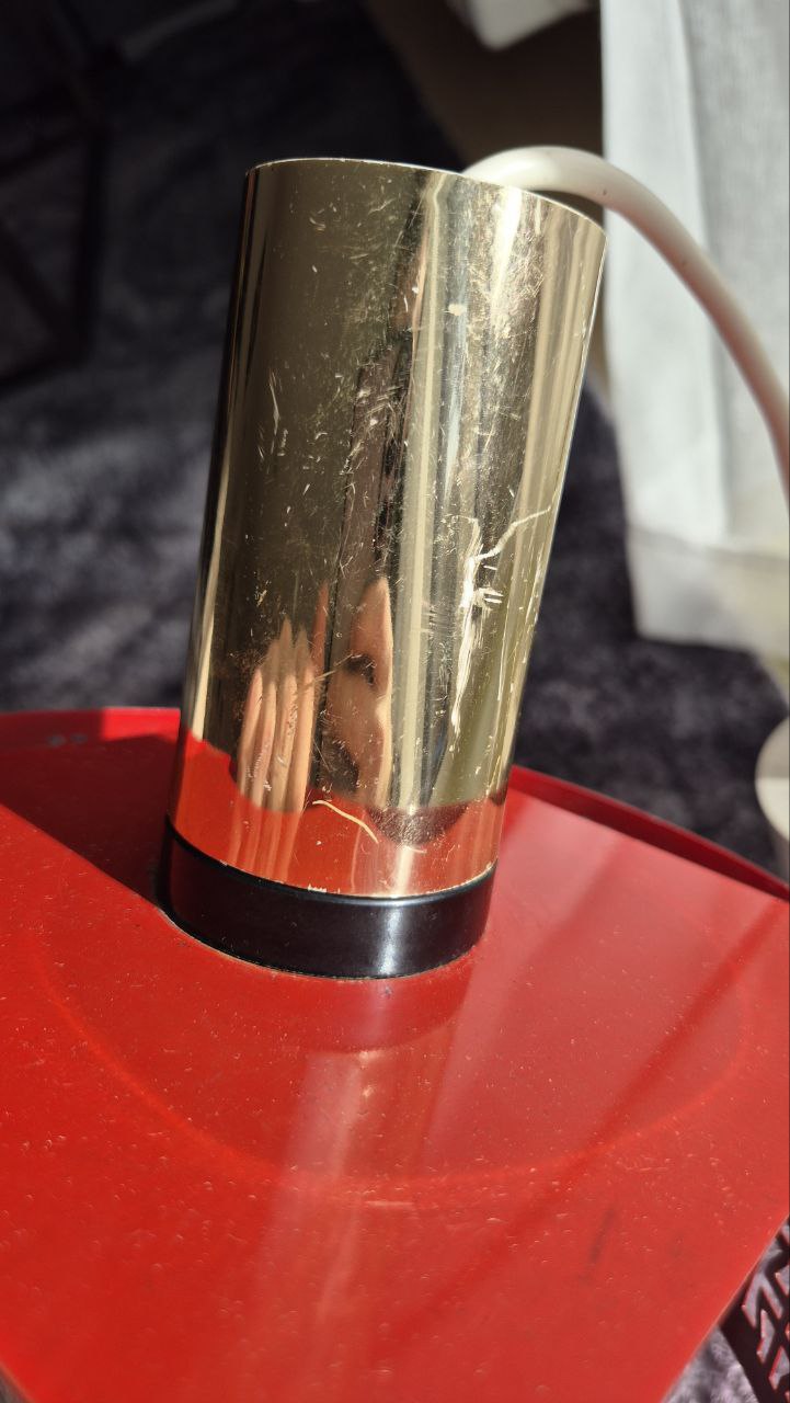 Vintage Space Age Pendelleuchte Graewe | Rot Gold | Glasdiffusor | Guter Zustand