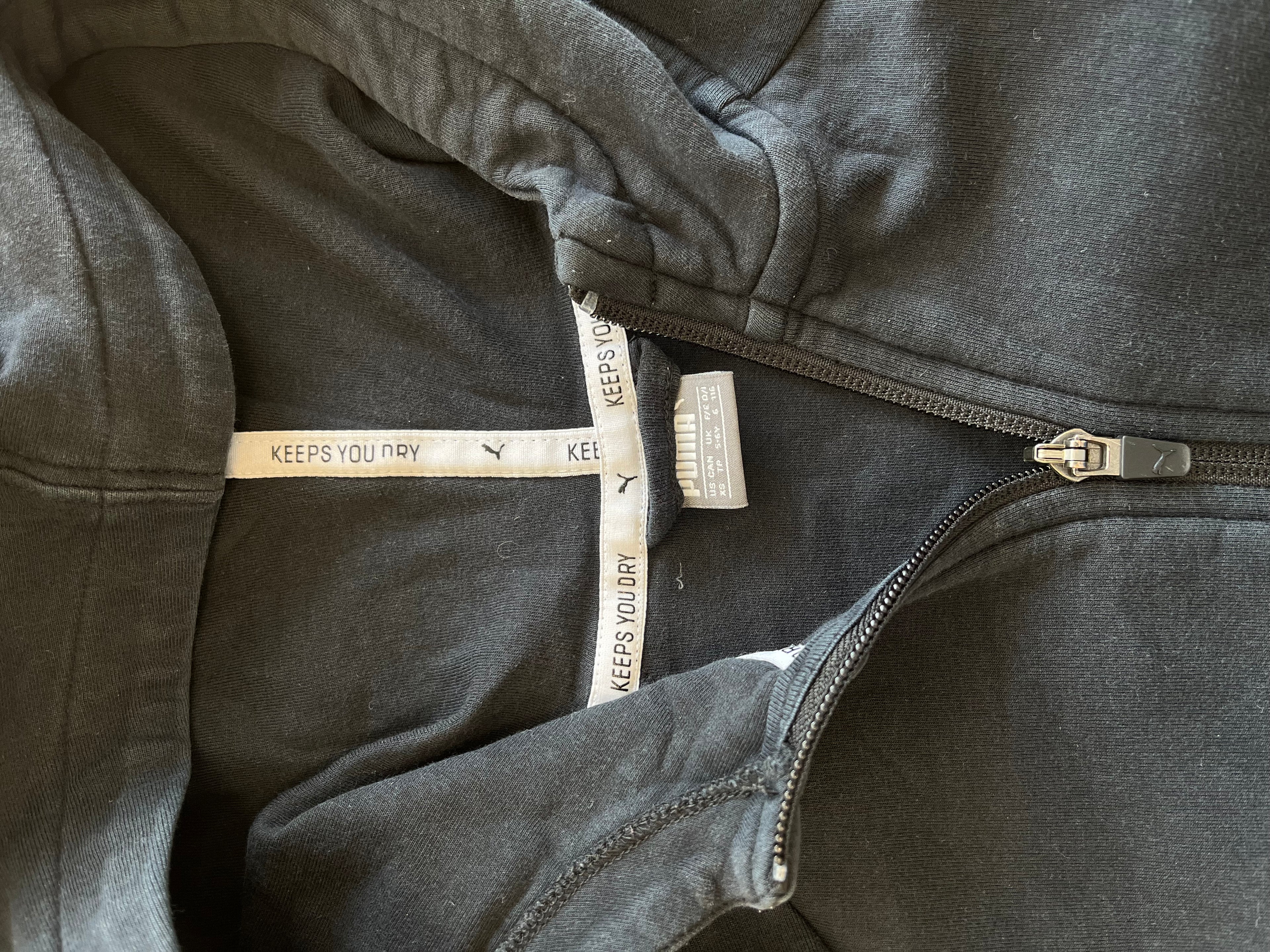 Puma Kinder Track Jacket XS (116) – Schwarz, guter Zustand