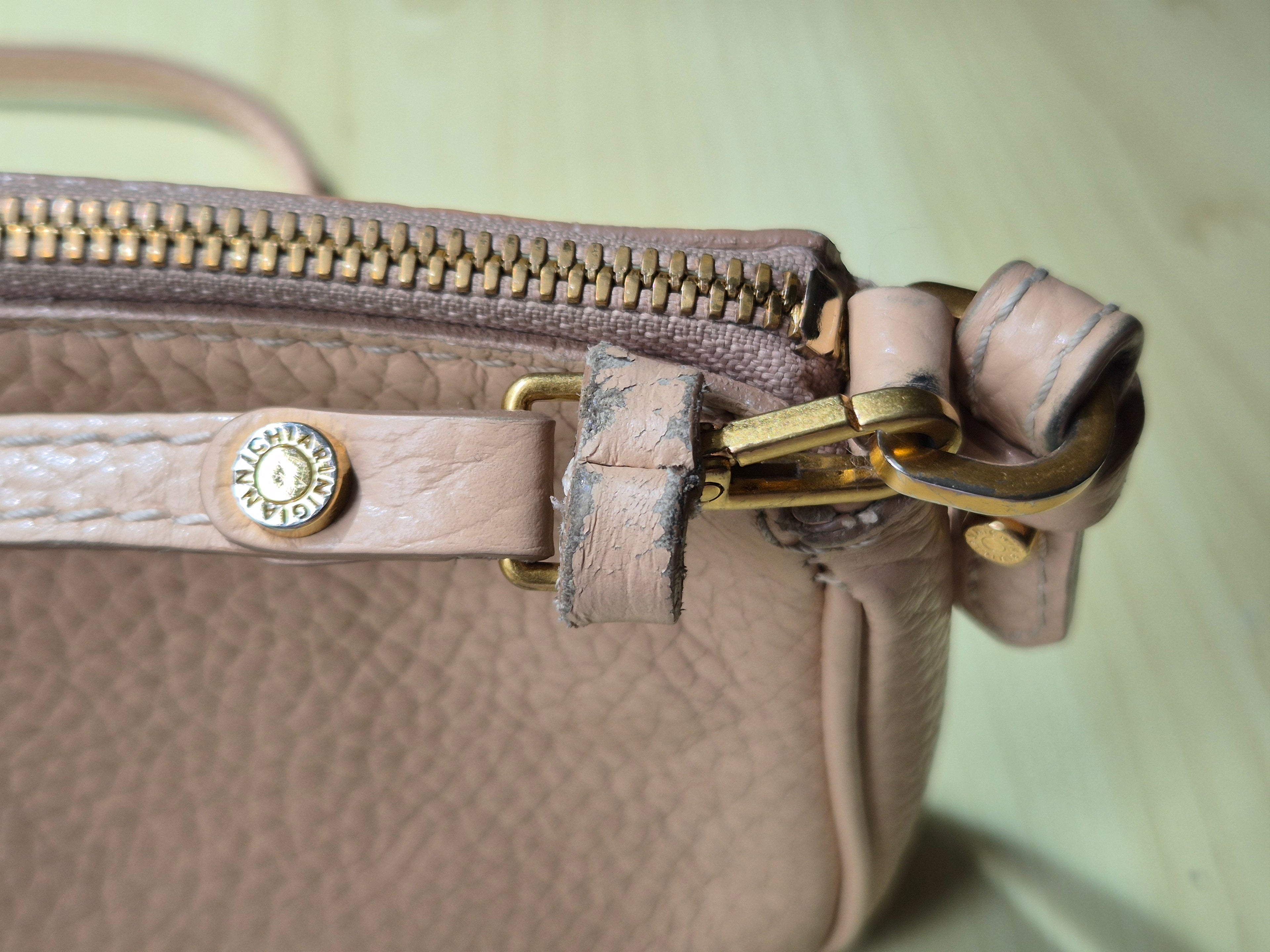 Gianni Chiarini Leder Crossbody Bag Medium Beige 23x16x4cm Gebraucht