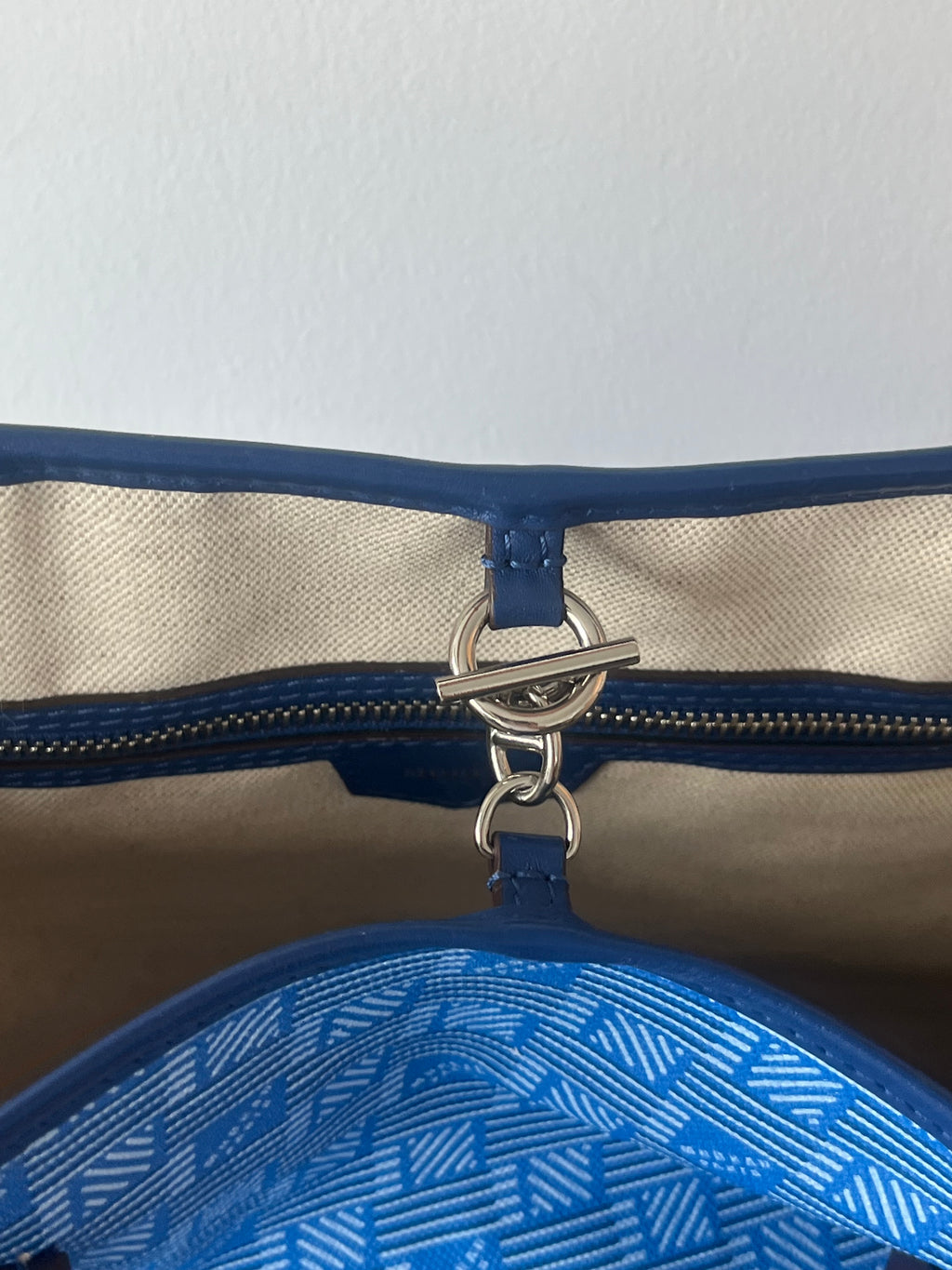 Moreau Paris Saint-Tropez MM Tote Deep Blue Canvas Leder Sehr Gut 29cm