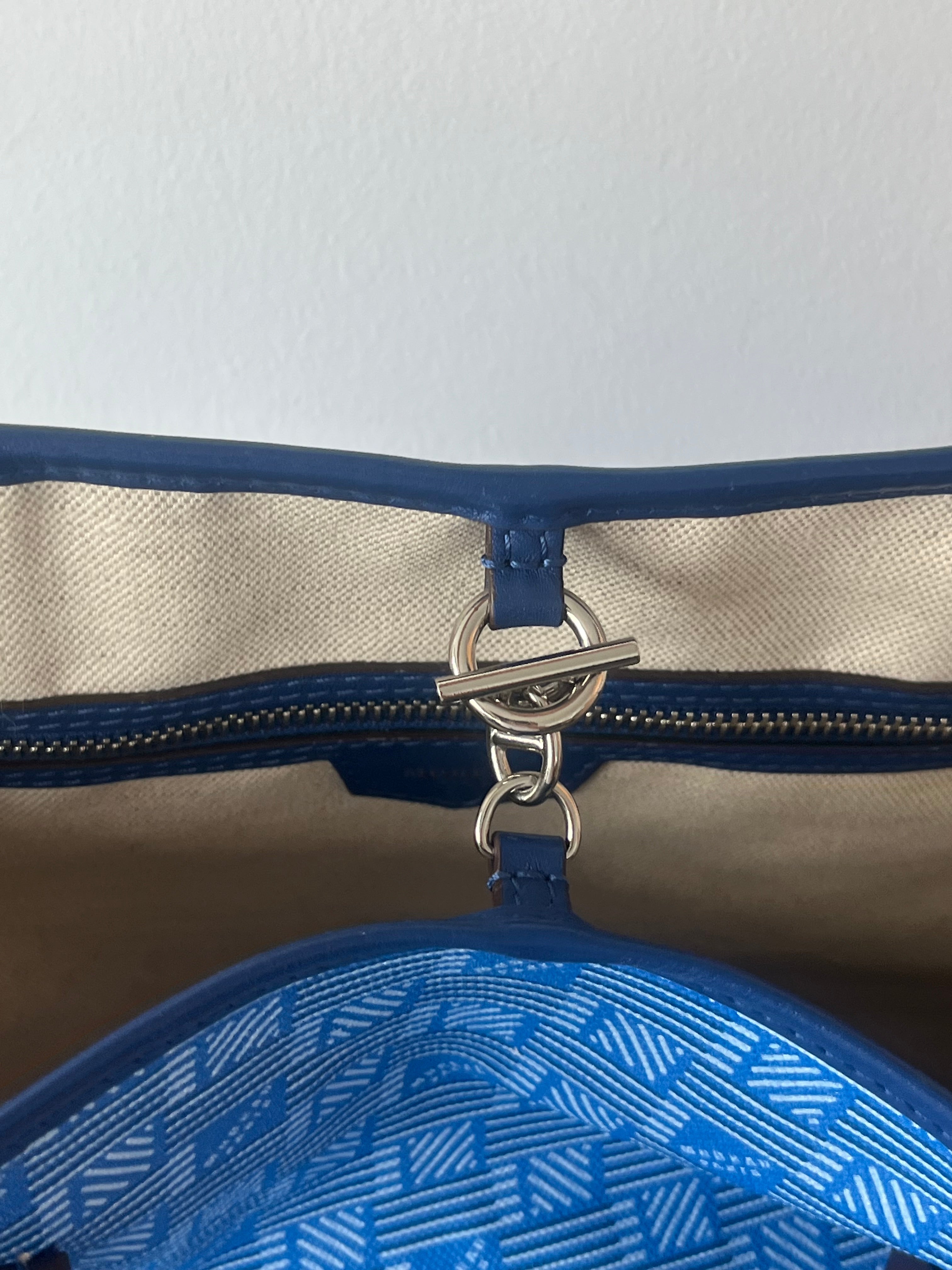 Moreau Paris Saint-Tropez MM Tote Deep Blue Canvas Leder Sehr Gut 29cm