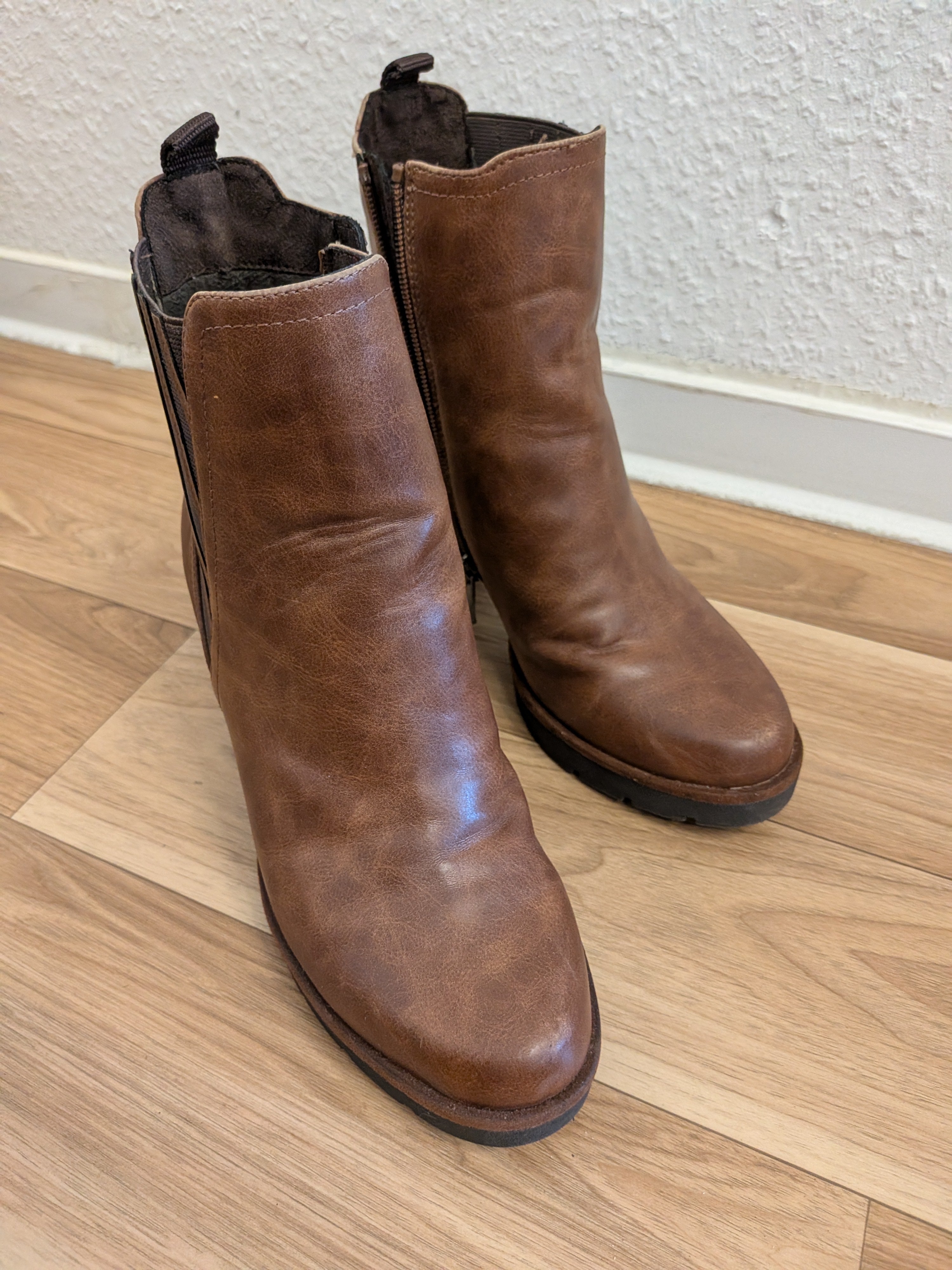 Marco Tozzi Leder Stiefeletten braun, Blockabsatz, wie neu