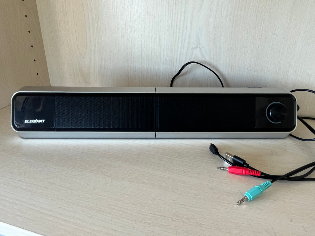 ELEGIANT SR400 2-in-1 Bluetooth Sound Bar/PC Speakers, Compact, Black/Silver, VG