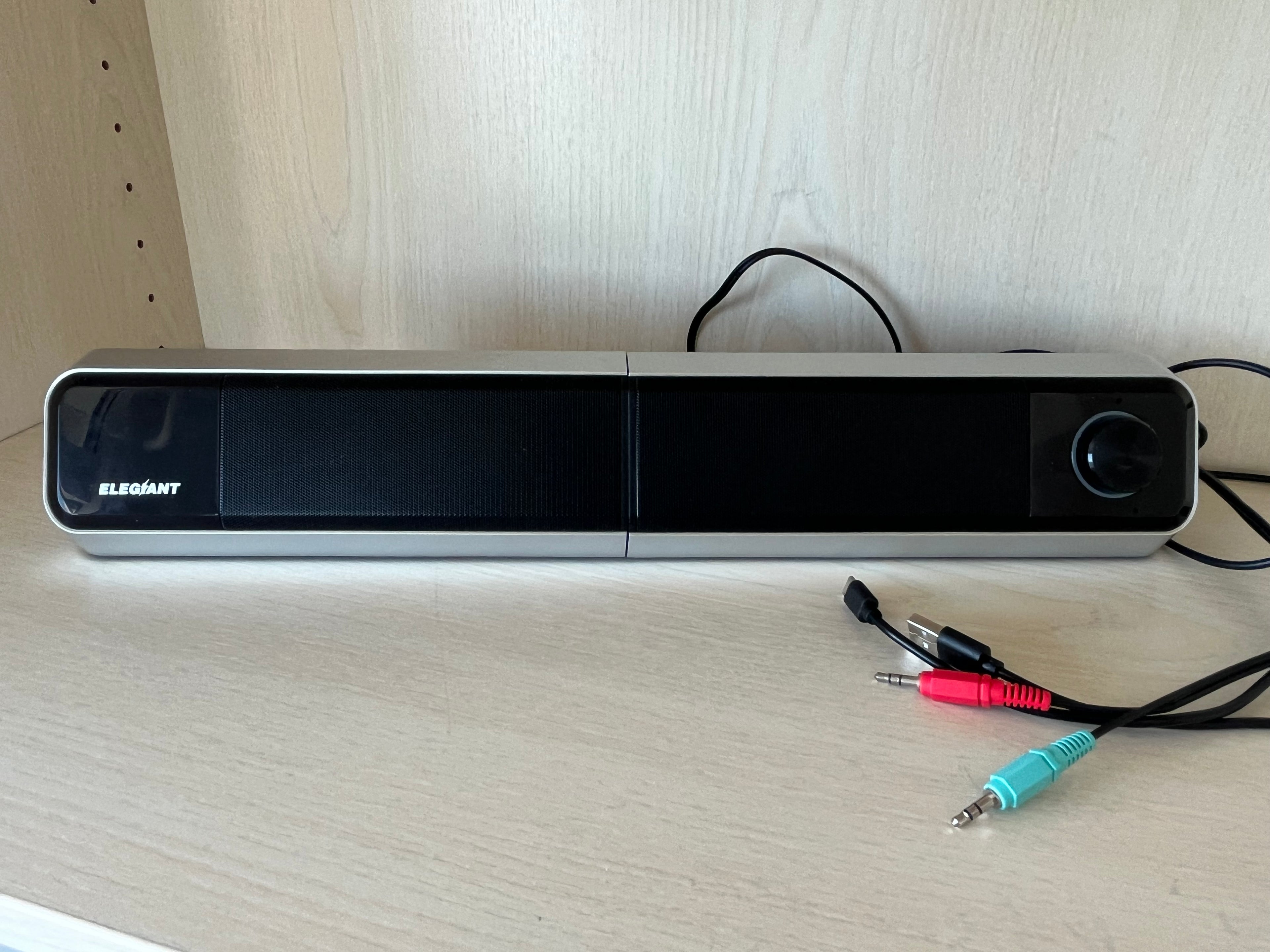 ELEGIANT SR400 2-in-1 Bluetooth Sound Bar/PC Speakers, Compact, Black/Silver, VG