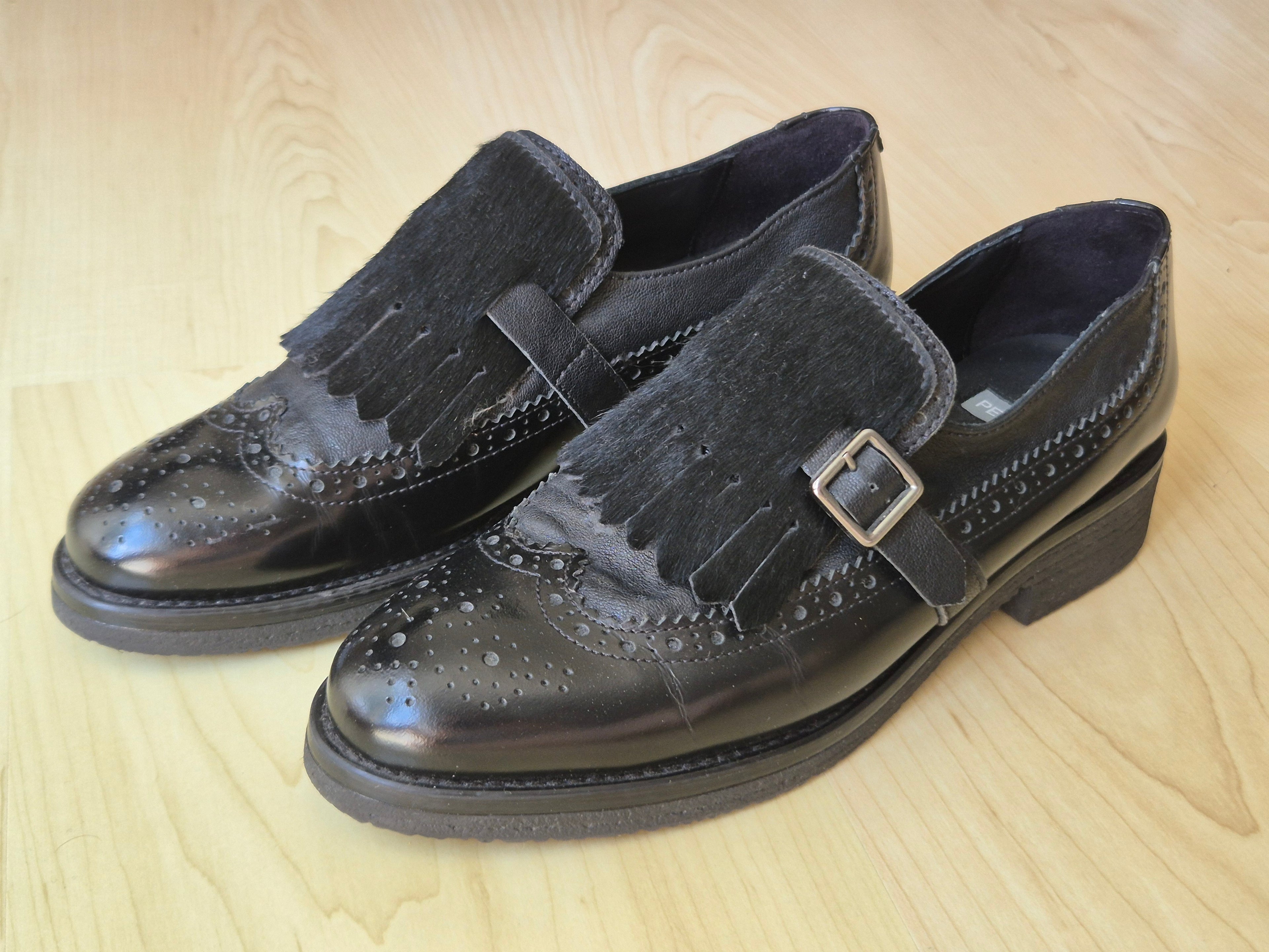 Peperosa Women’s Monk Shoes – Black Leather, EU 39, Very Good Condition