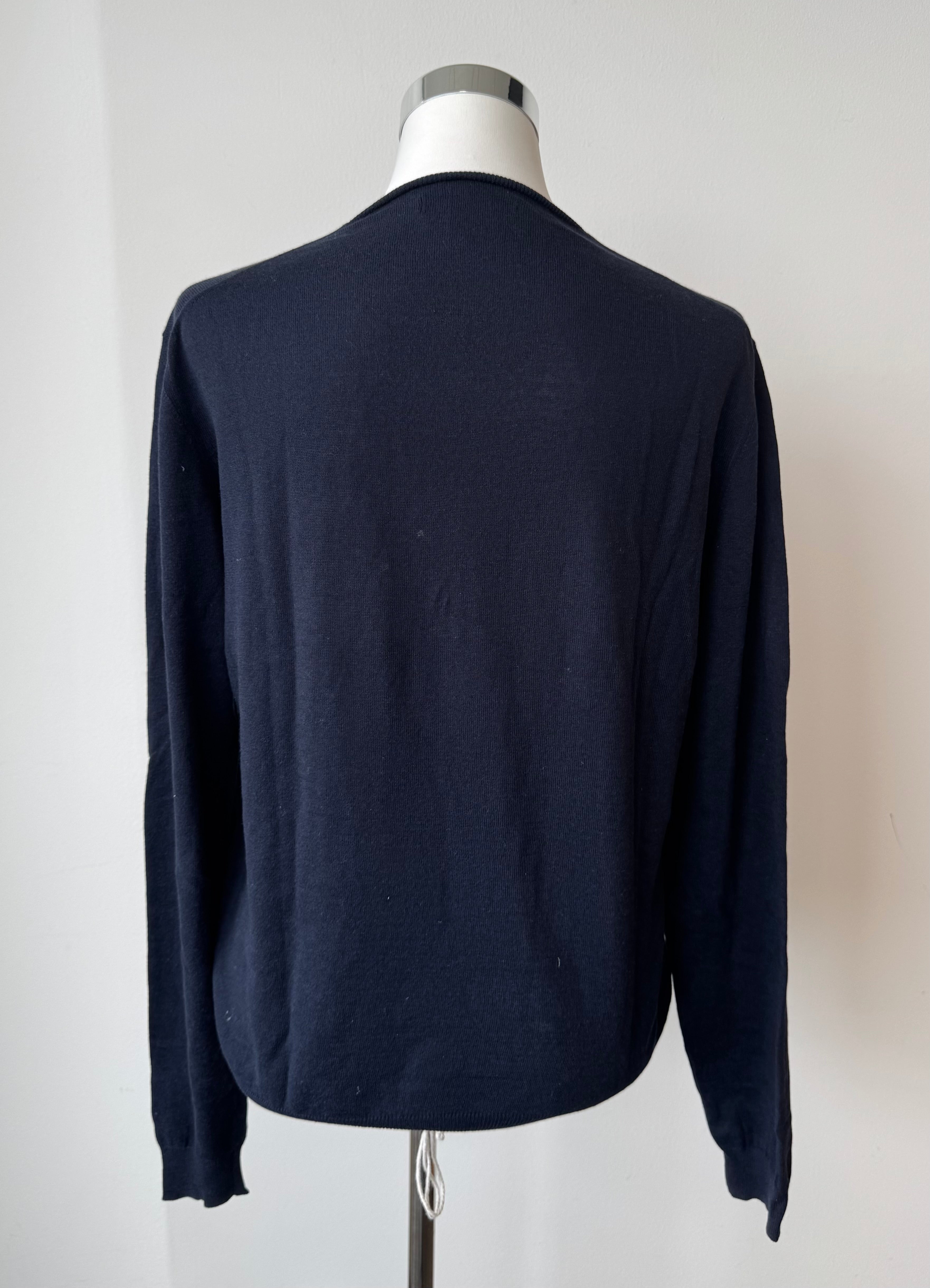 Prada Herren Pullover Navy Merino Wolle Rundhals Gr. 48 Gebraucht