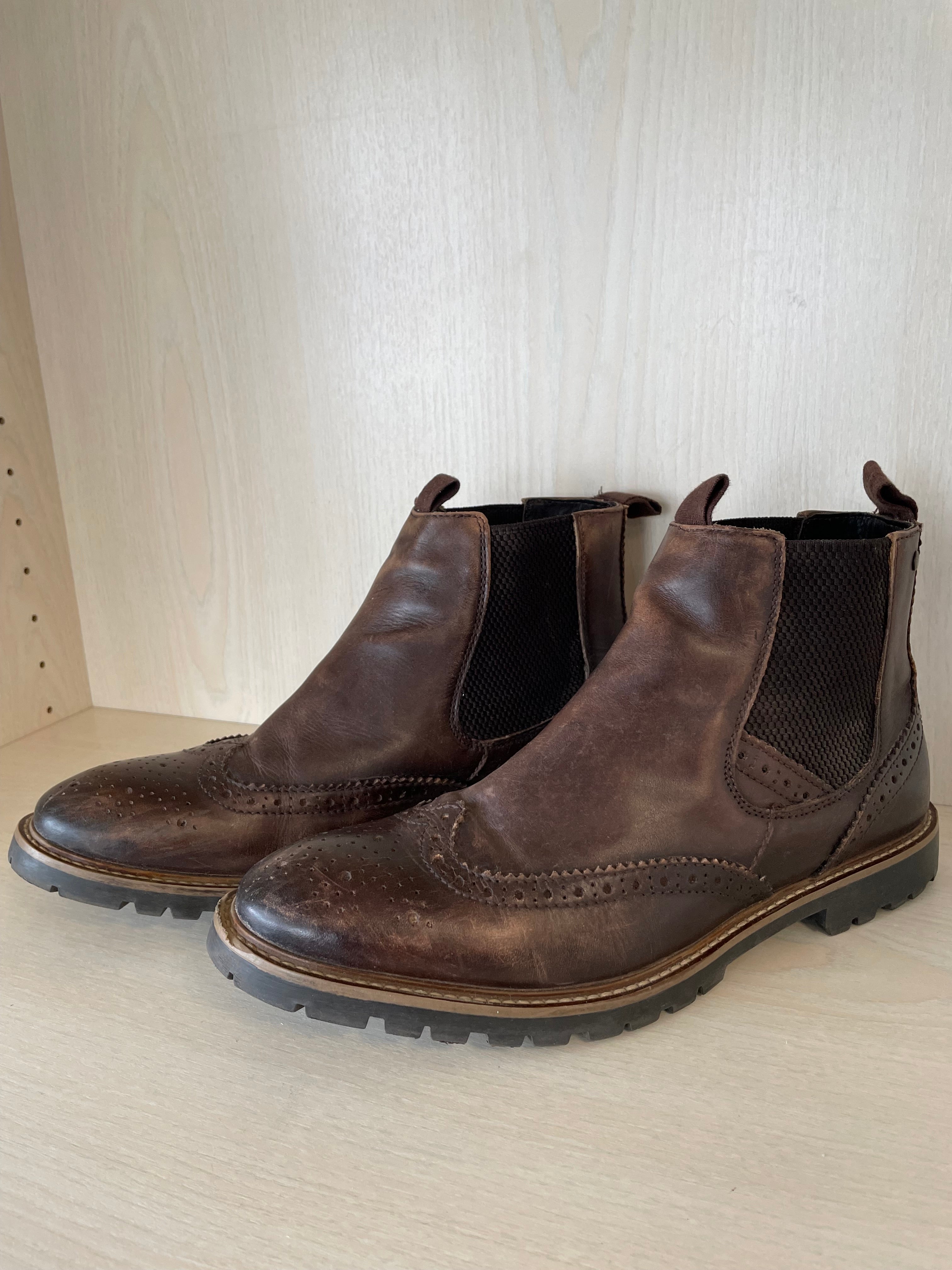Florsheim Streets Chelsea Gore Brogue Boots Leder Braun EU 43 Normalgebrauch