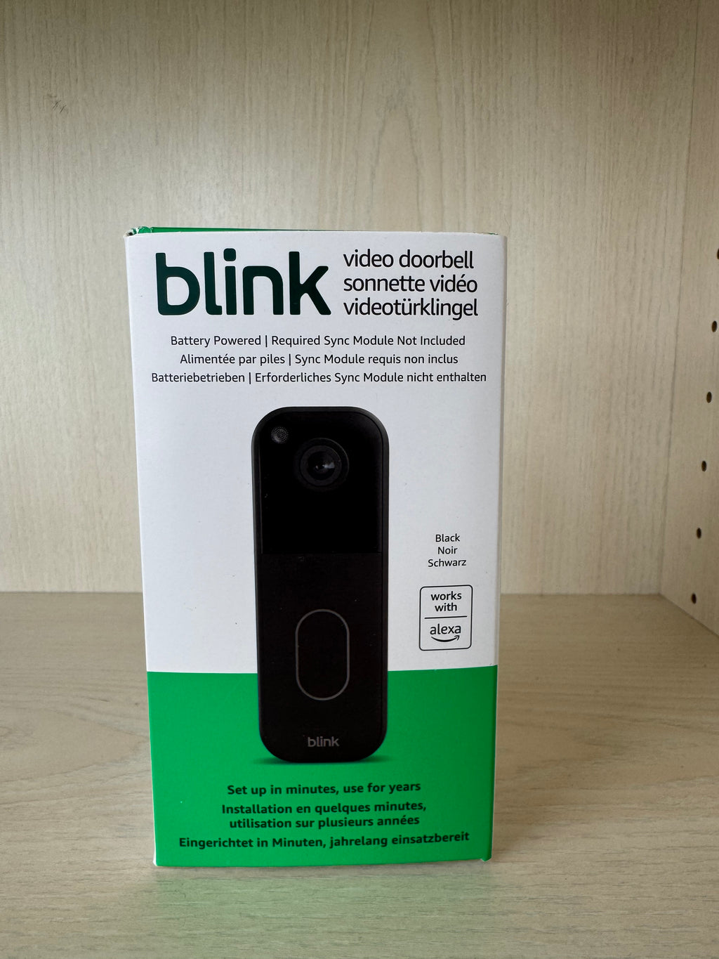 Blink Video Doorbell Black New/Sealed – Sync Module Not Included – Alexa Compatible