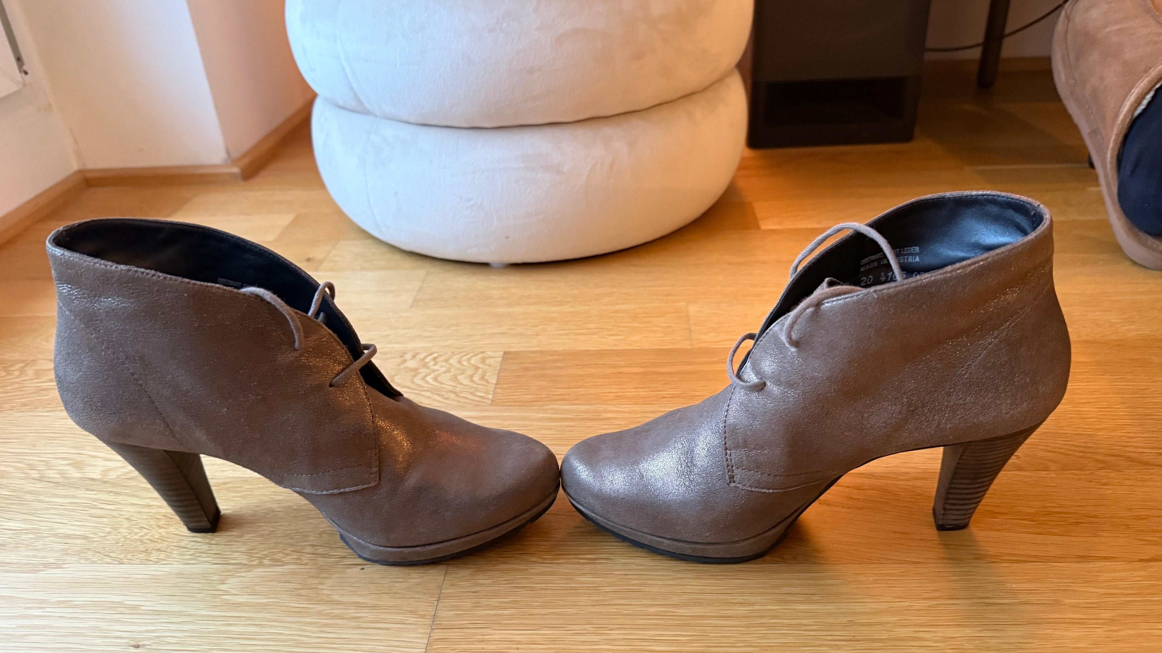Paul Green Metallic Leather Ankle Boots | Munich | EU 38 UK 5 | 9cm Heel | VG