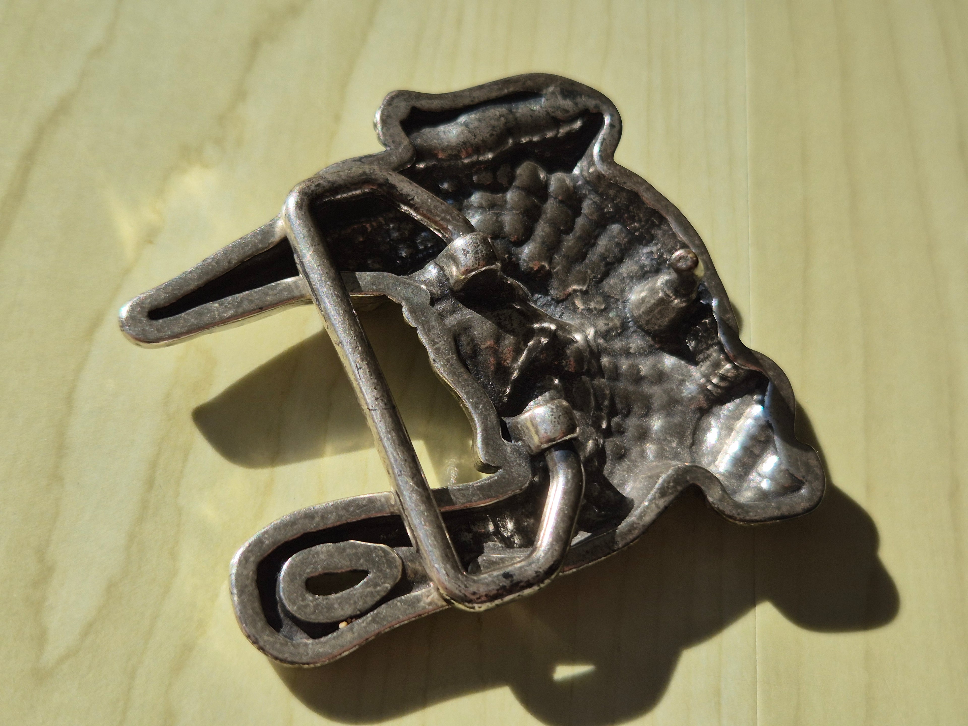 Vintage Gürtel Schnalle Armadillo Zinn Silber 6cm Zustand Gut
