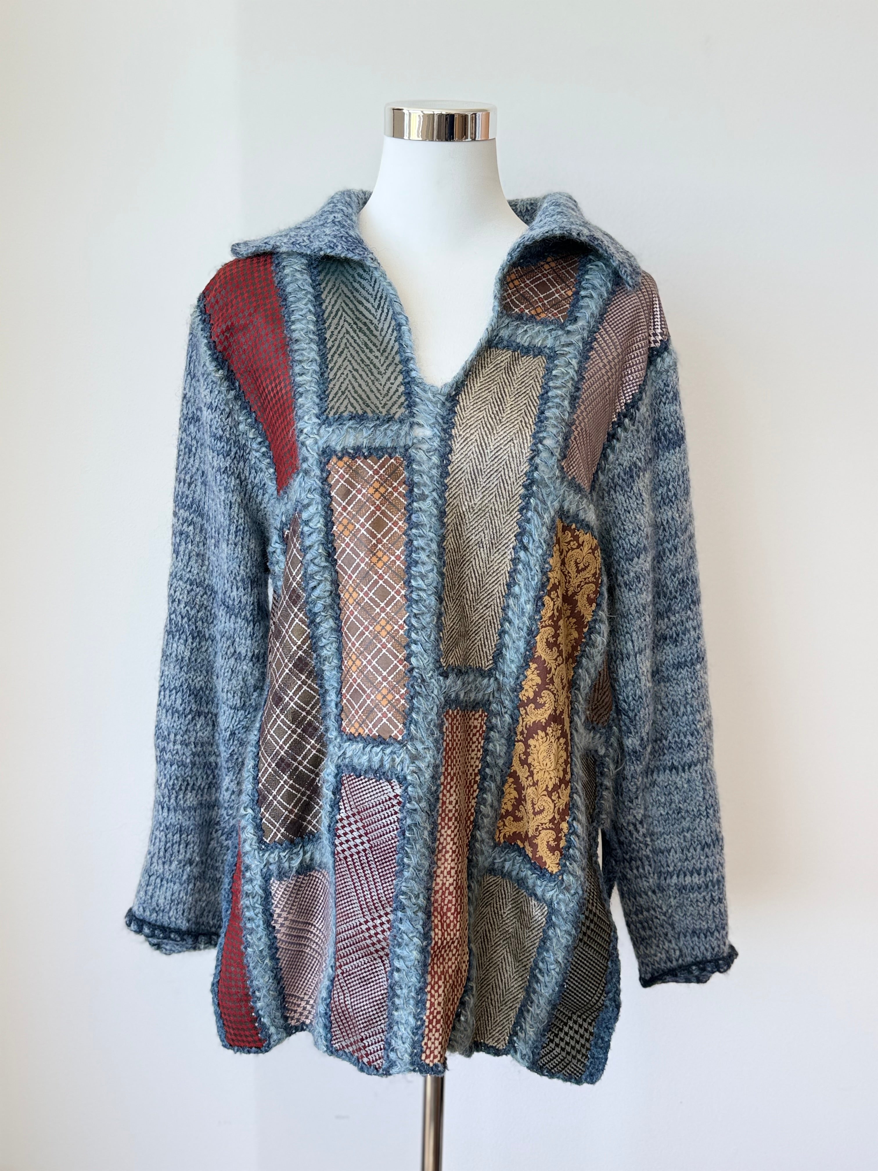 Roberto Cavalli Patchwork Mohair Cardigan XL Multicolor – sehr guter Zustand