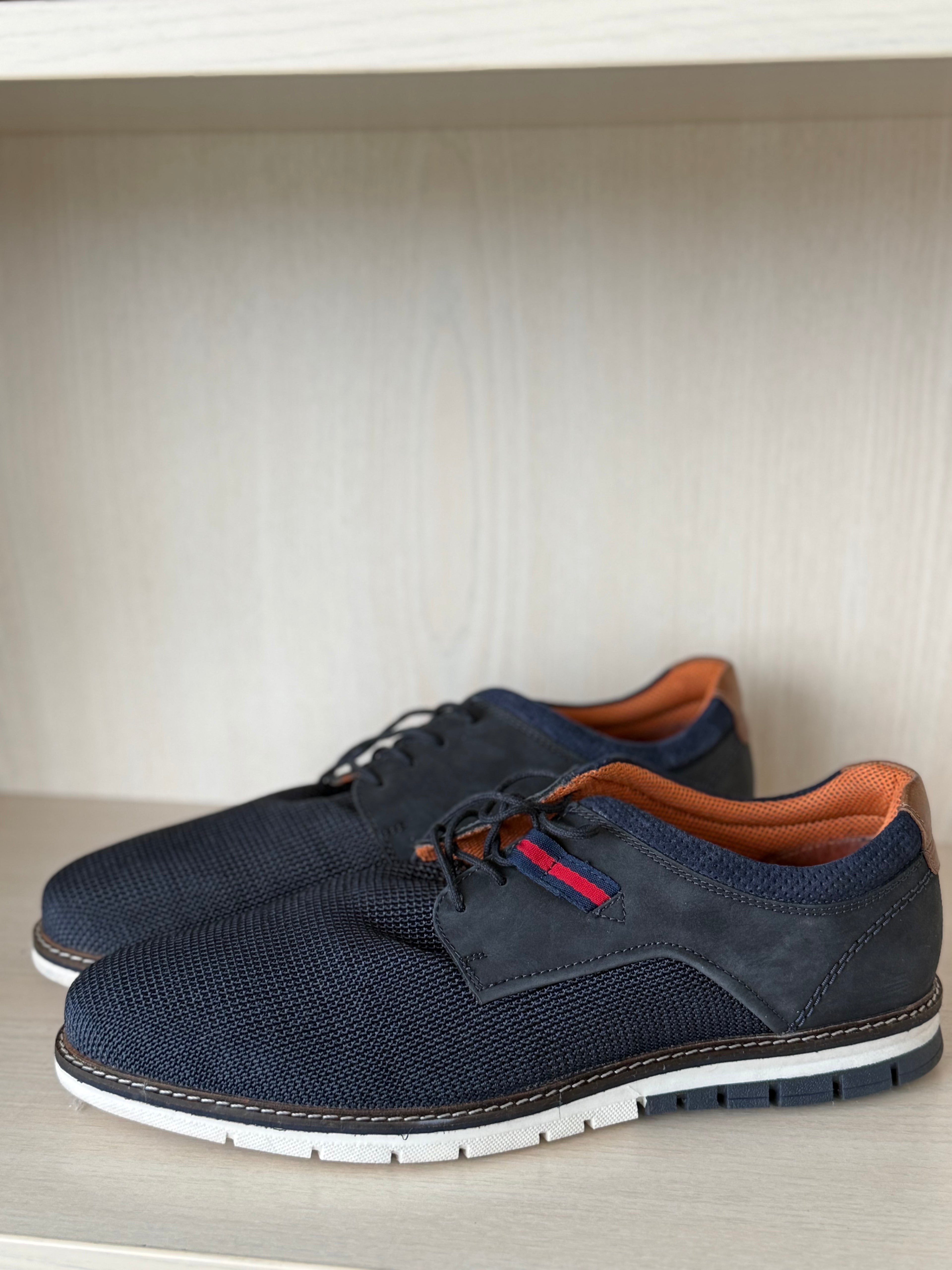 Cox Herren Sneaker/Oxford, EU 44, Dunkelblau Leder & Mesh, guter Zustand