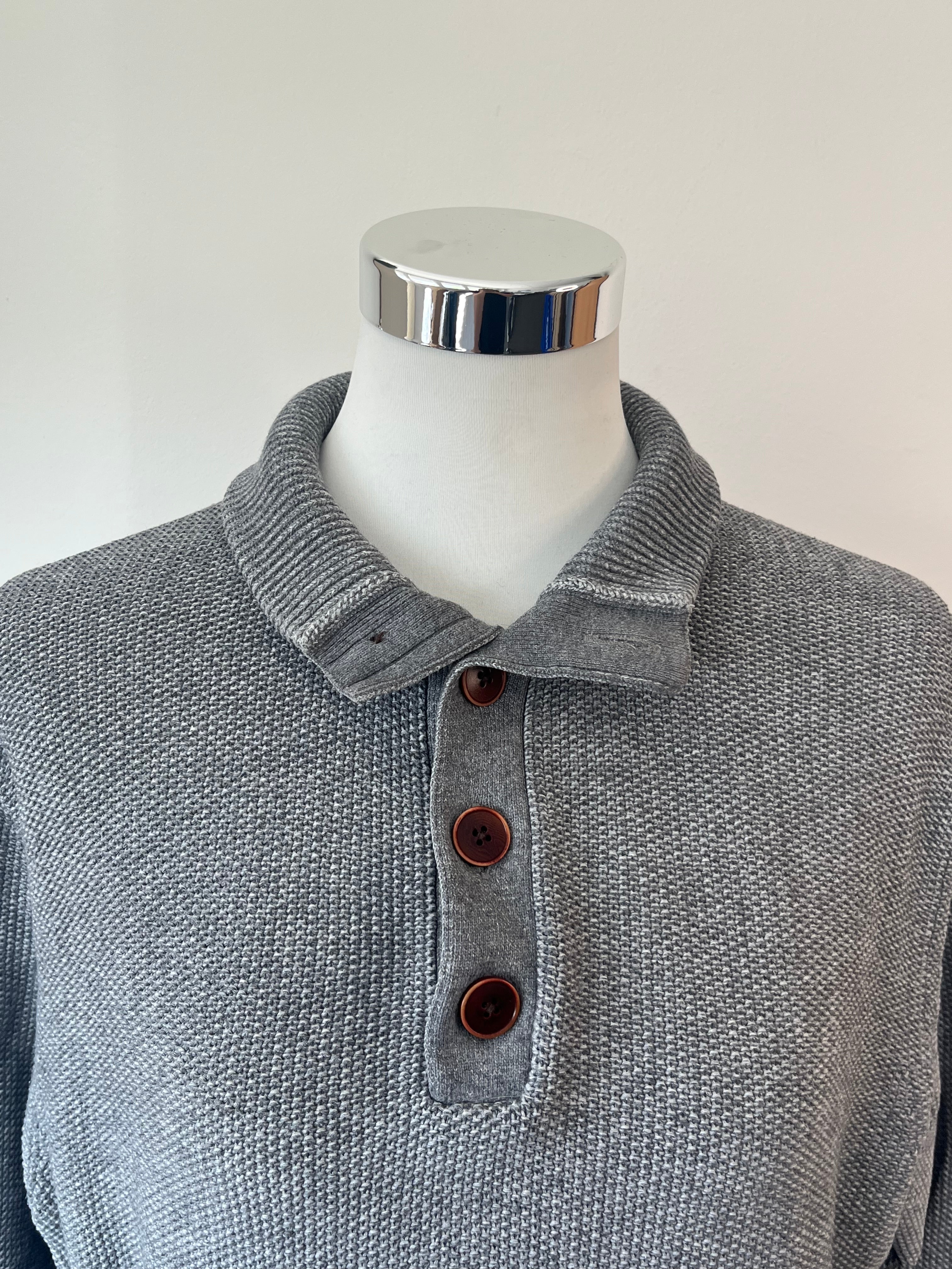 Tommy Hilfiger Half-Zip Pullover – Grau, Gr. M, Baumwolle/Kaschmir, Wie Neu