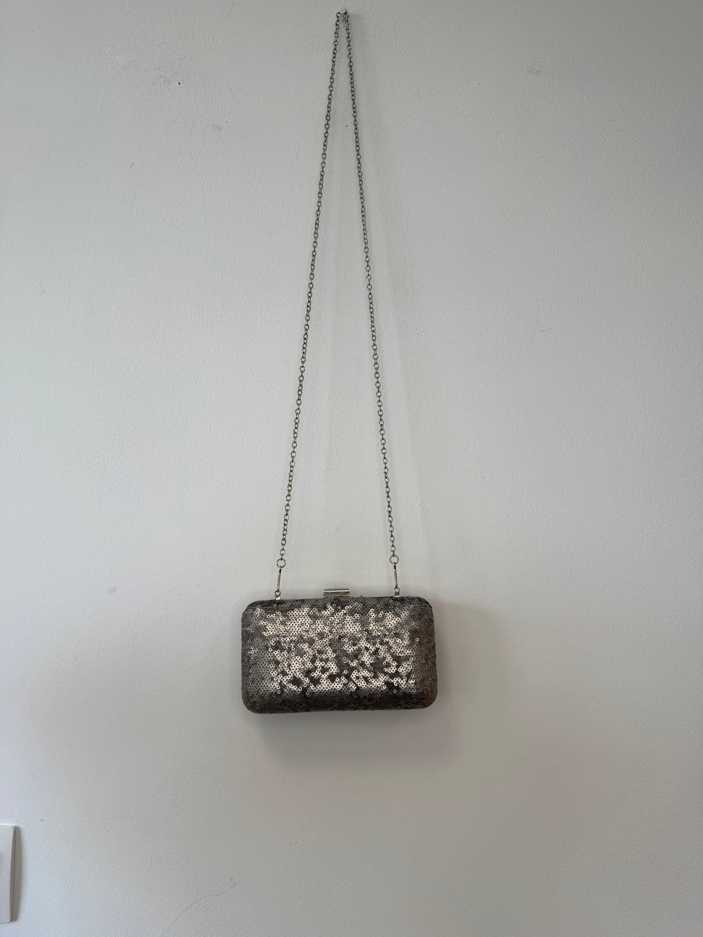 Hallhuber Sequin Box Clutch – Silver, Small, Very Good Condition