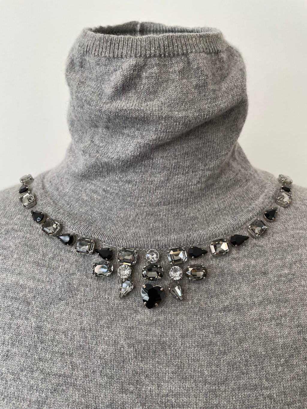 Blue Grey Embellished Turtleneck Jumper Wool Cashmere EU 36 Very Good