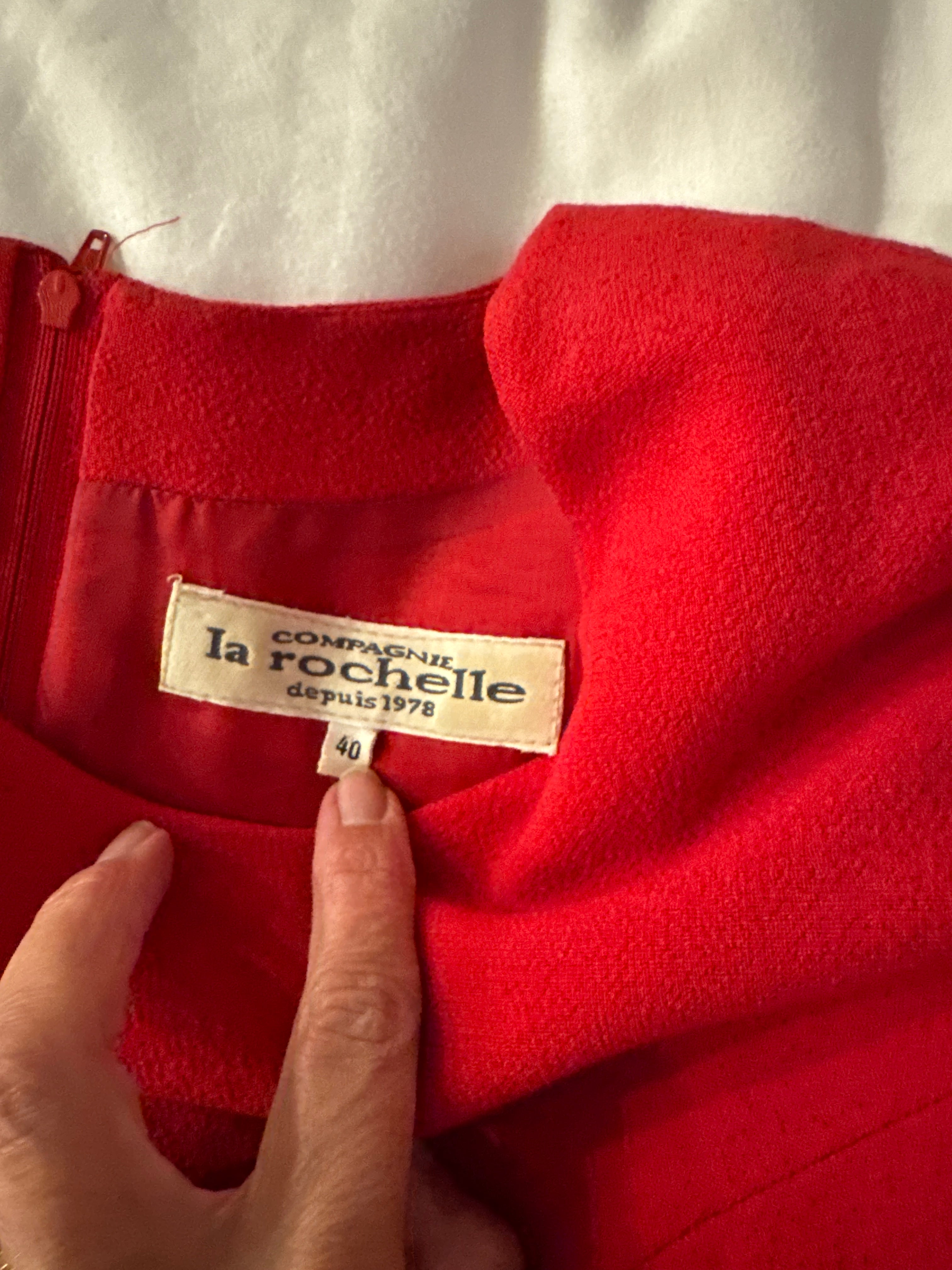 Bright Red Midi Dress, Compagnie La Rochelle, EU 40, Very Good Condition