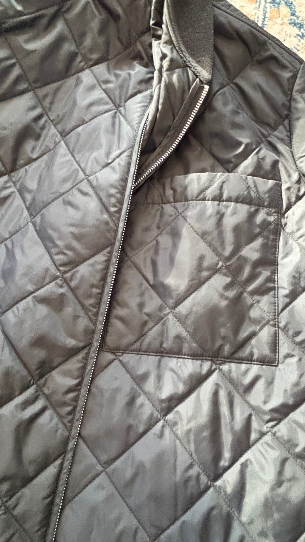 ARKET Long Quilted Bomber Coat, Black, Size 36, Very Good Condition