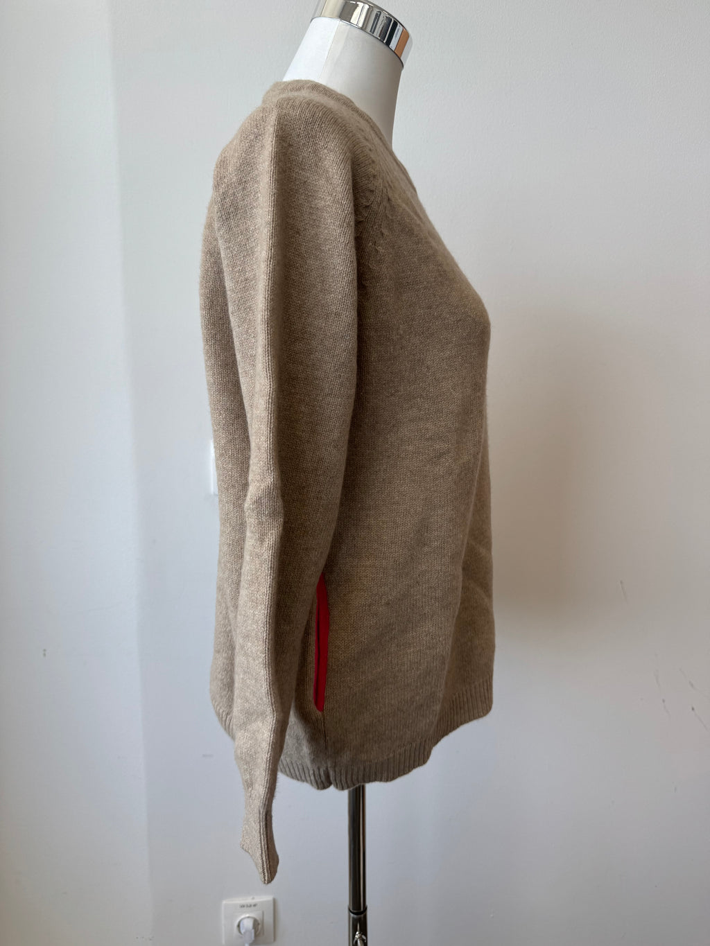 Jumper 1234 Kaschmirpullover M – Beige mit Neonpink-Akzenten, guter Zustand