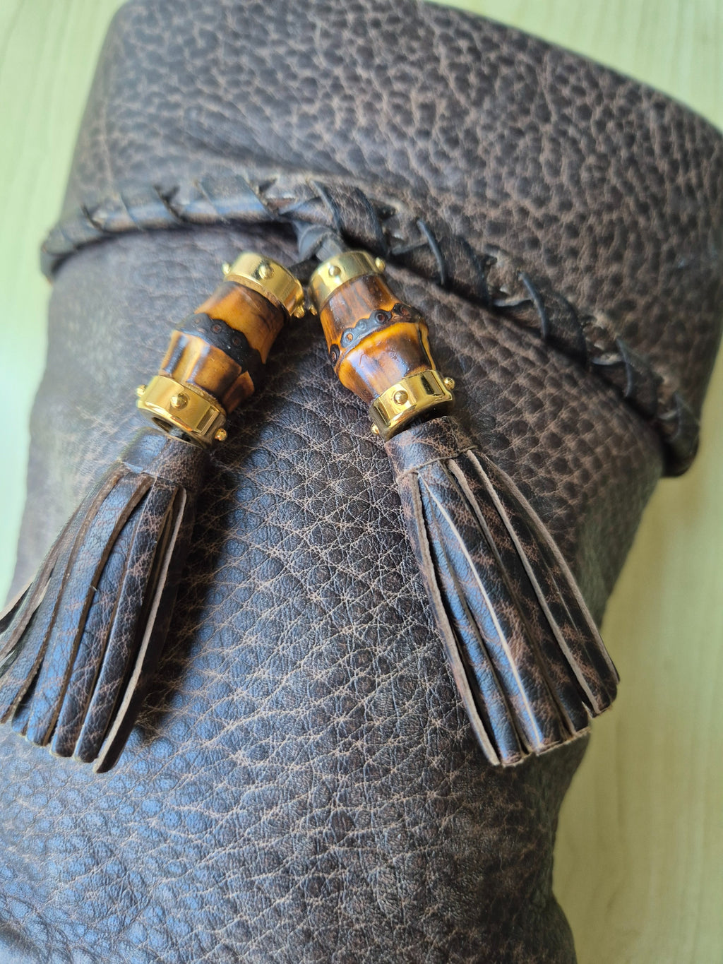 Gucci Lederstiefel mit Bambus-Quasten, Braun, EU 40.5, Guter Zustand