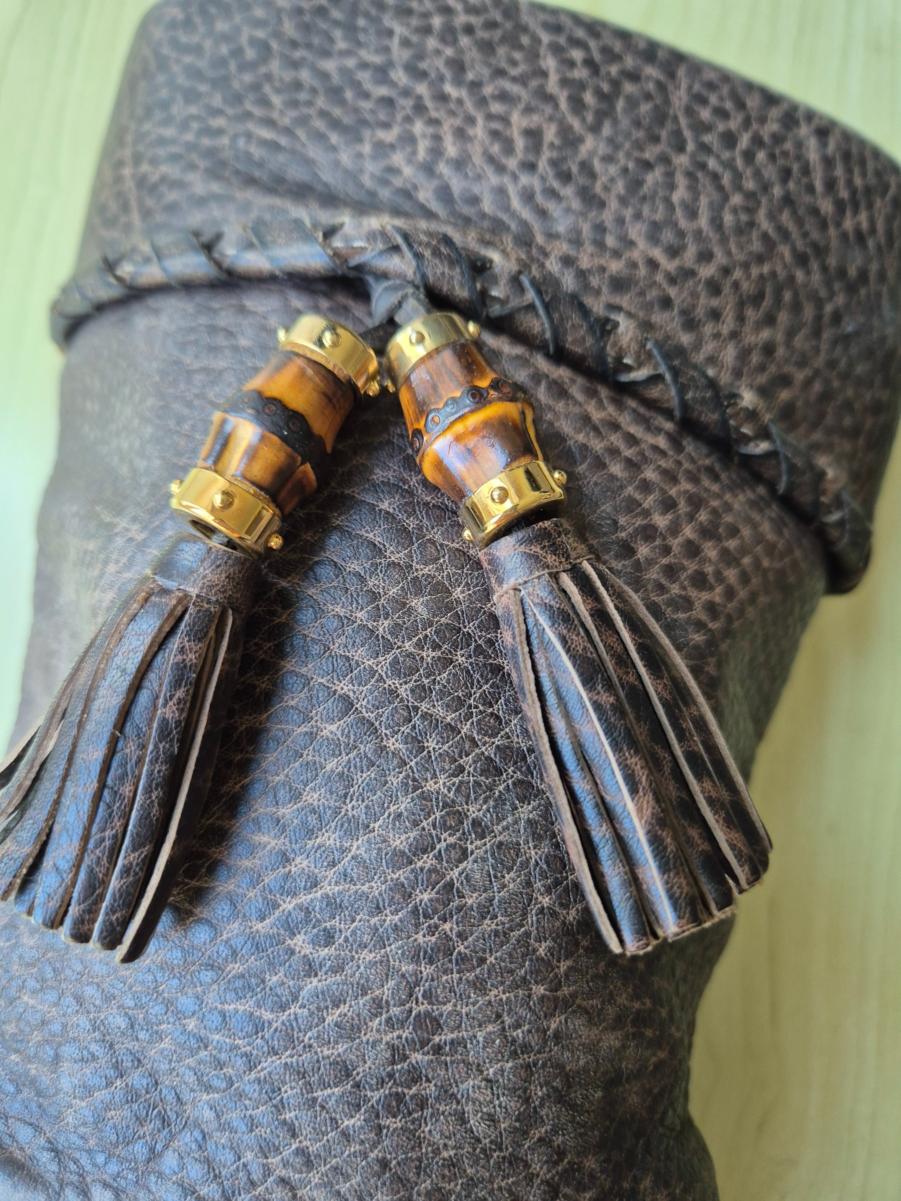 Gucci Lederstiefel mit Bambus-Quasten, Braun, EU 40.5, Guter Zustand