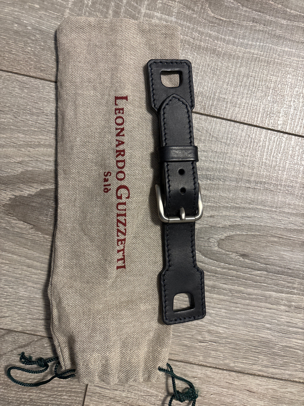 Leonardo Guizzetti Handle Connector/Mini Strap – Black Leather, Like New